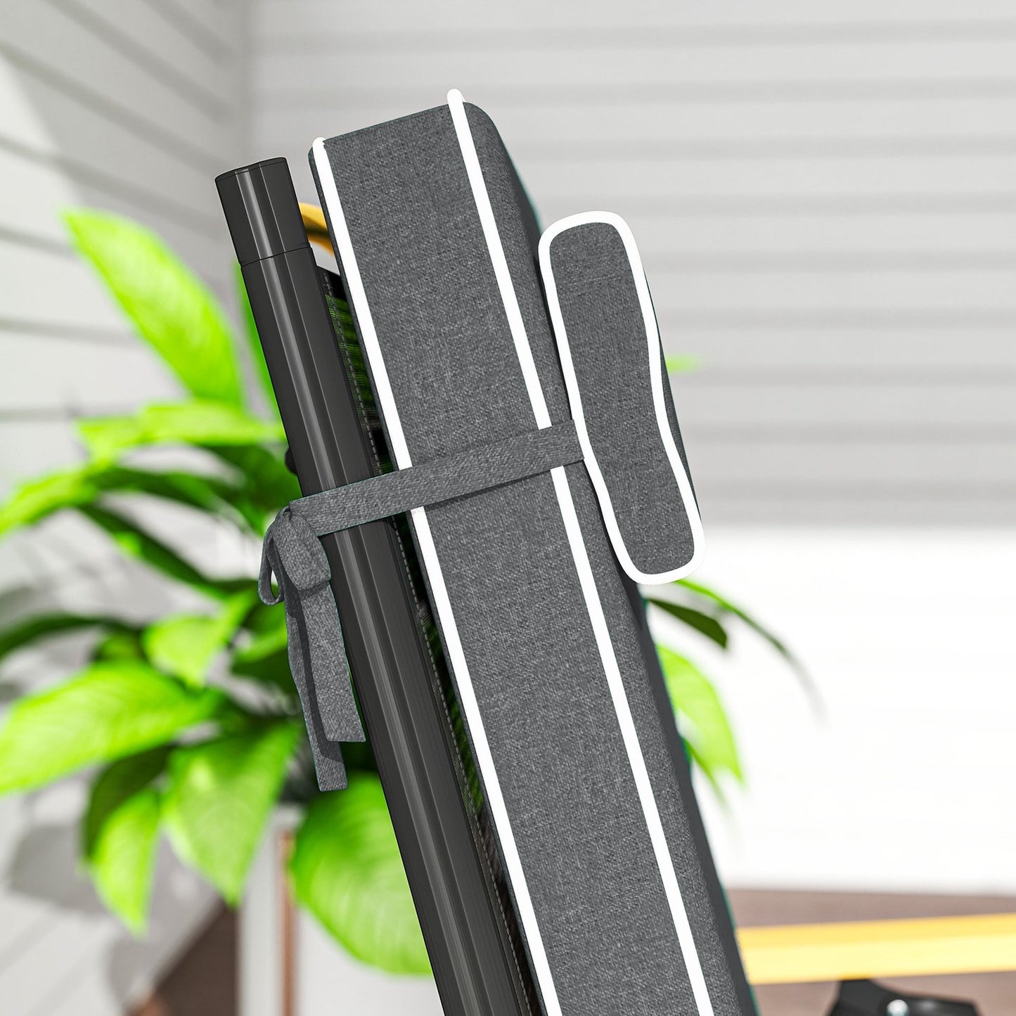 Water-repellent seat cushion with ties, dark grey, 120x47 cm