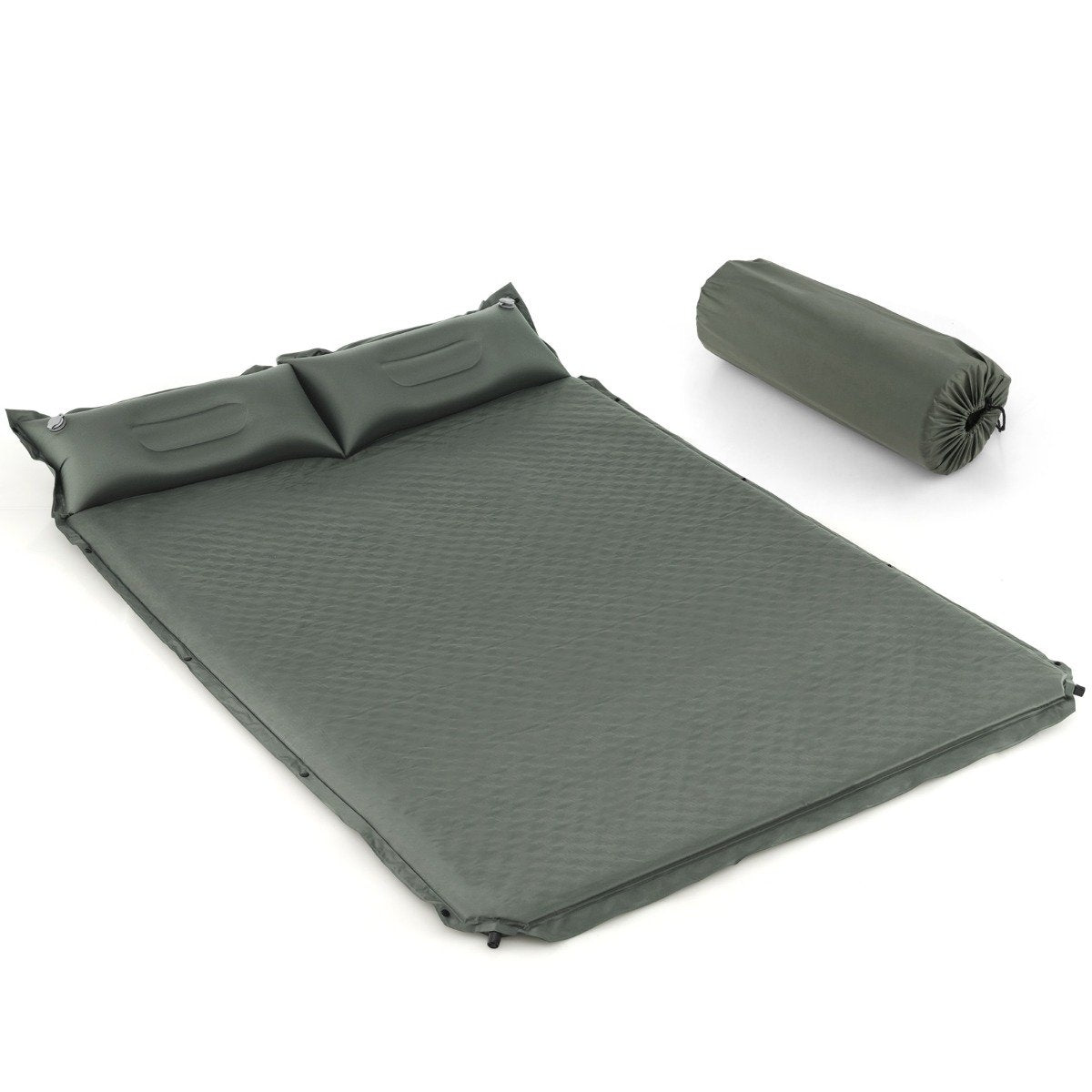 Self-Inflating Camping Mat Comfortable Outdoor Sleeping Mat 186 x 130 x 4cm Green
