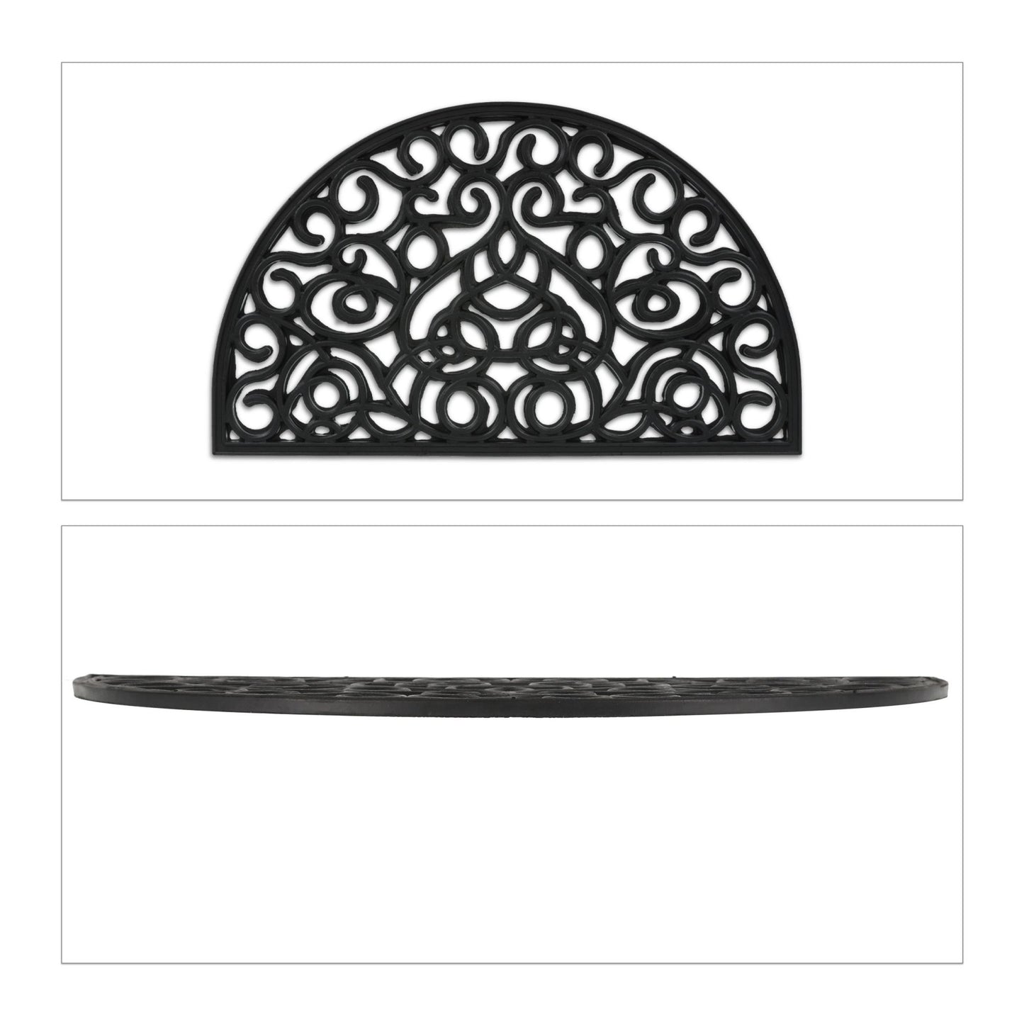 Semi-circular rubber door mat