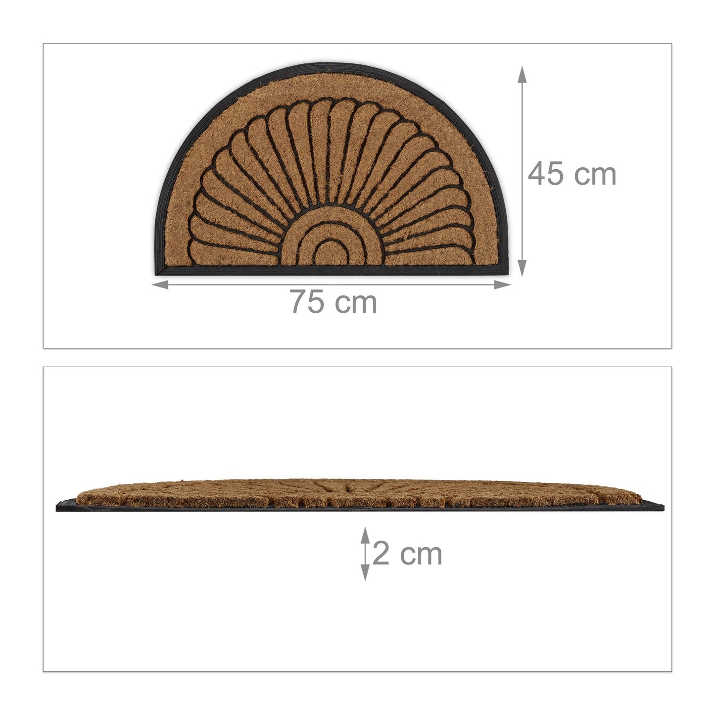 Semi-round door mat coconut & rubber