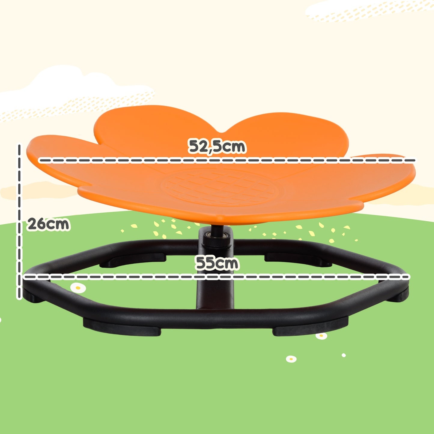 Sensory Kids Chair, Rotating Balance Seat, Plastic, Orange