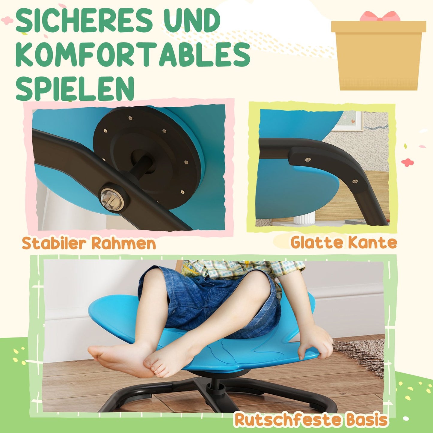 Sensory Spinning Chair for Kids, Butterfly Shape, Blue