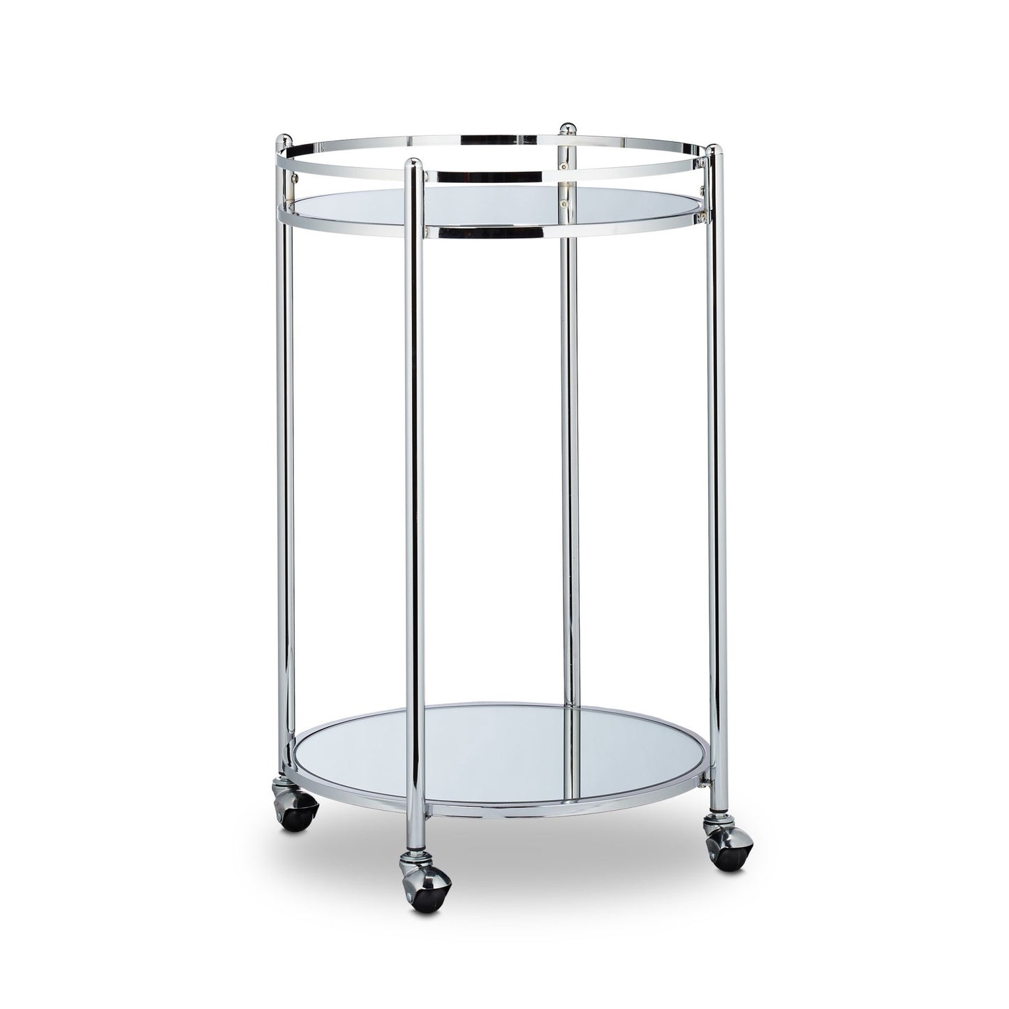 Serving trolley round silver