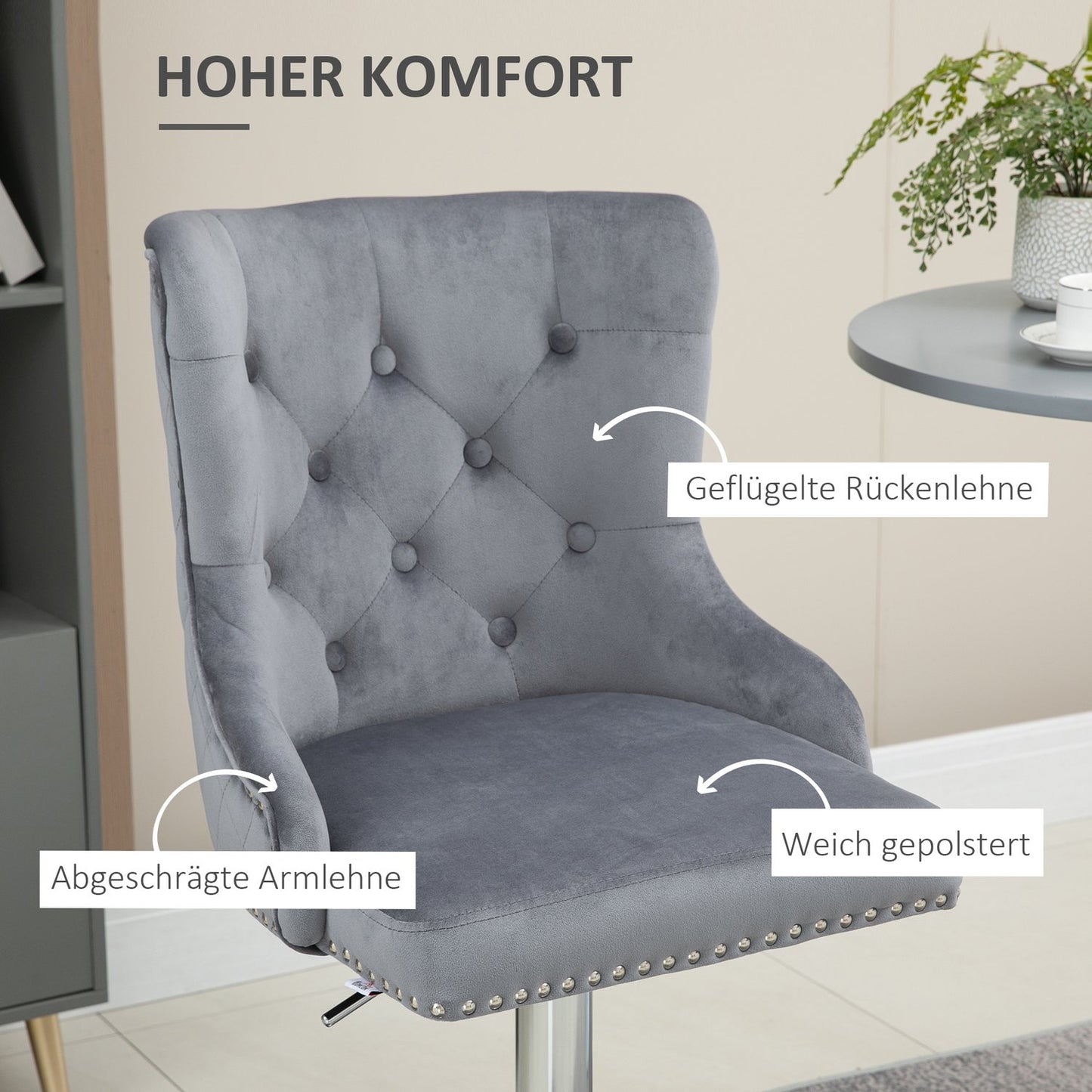 Adjustable swivel bar stools, set of 2 with footrests