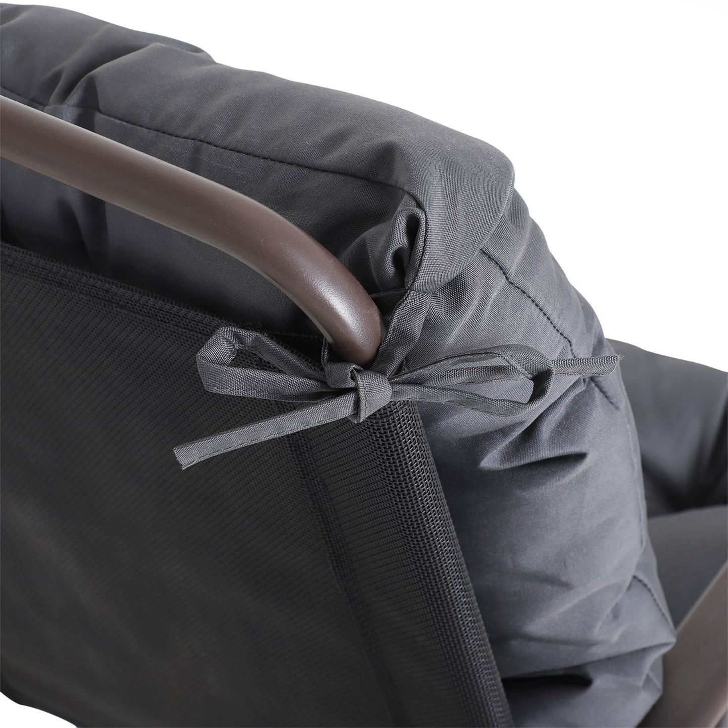 Set of 2 gray seat cushions for garden chair with low back