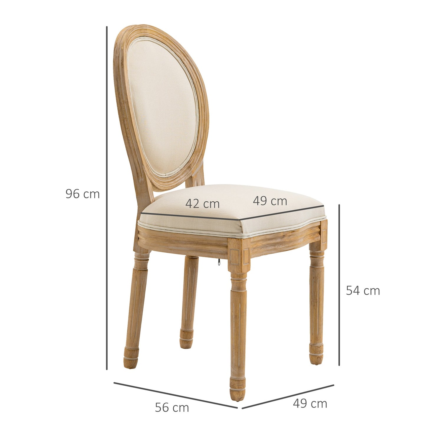 Cream white upholstered dining chairs, set of 2 - Linen Touch
