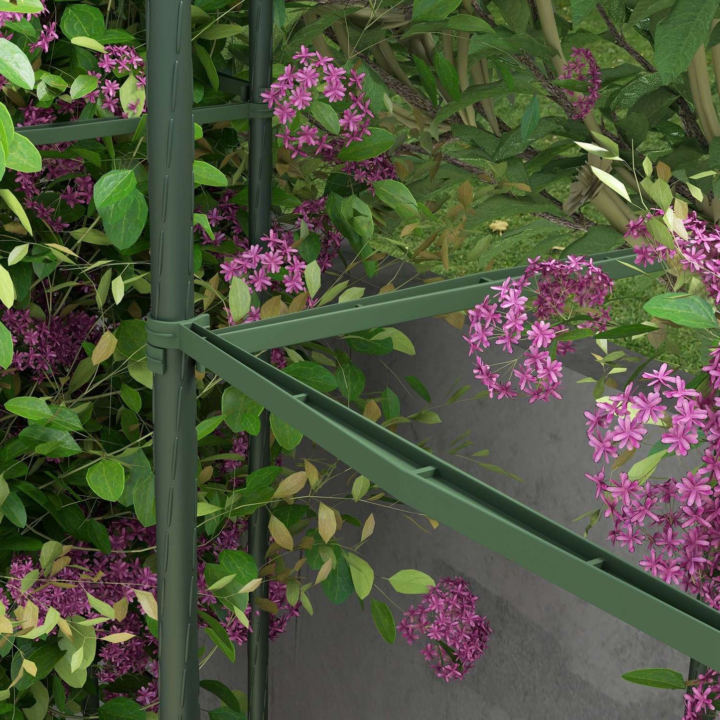 Flower Steel trellis set with grow bags - green (2-pack)