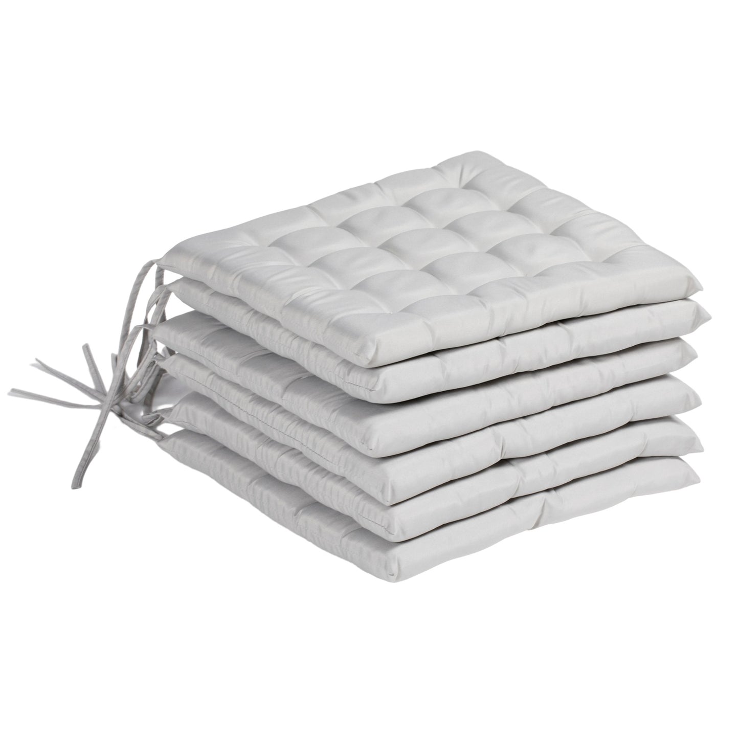 Light gray seat cushions with ties - Set of 6, 40x40 cm