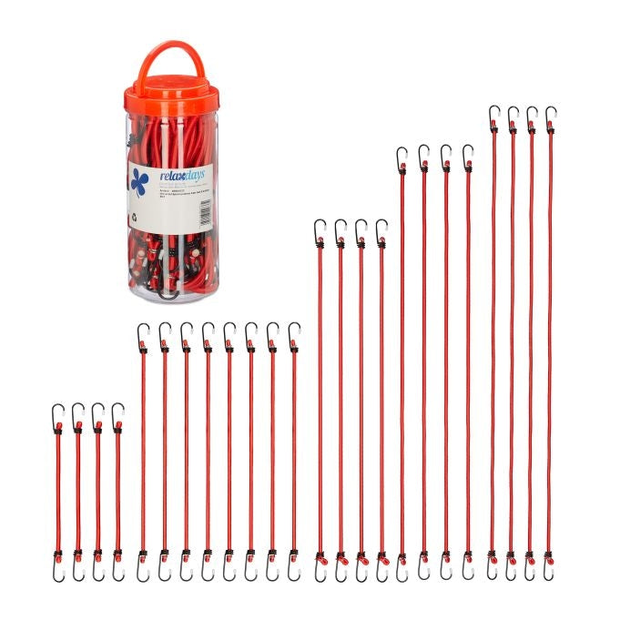 Set of 24 Red Bungee Cords in 5 Sizes
