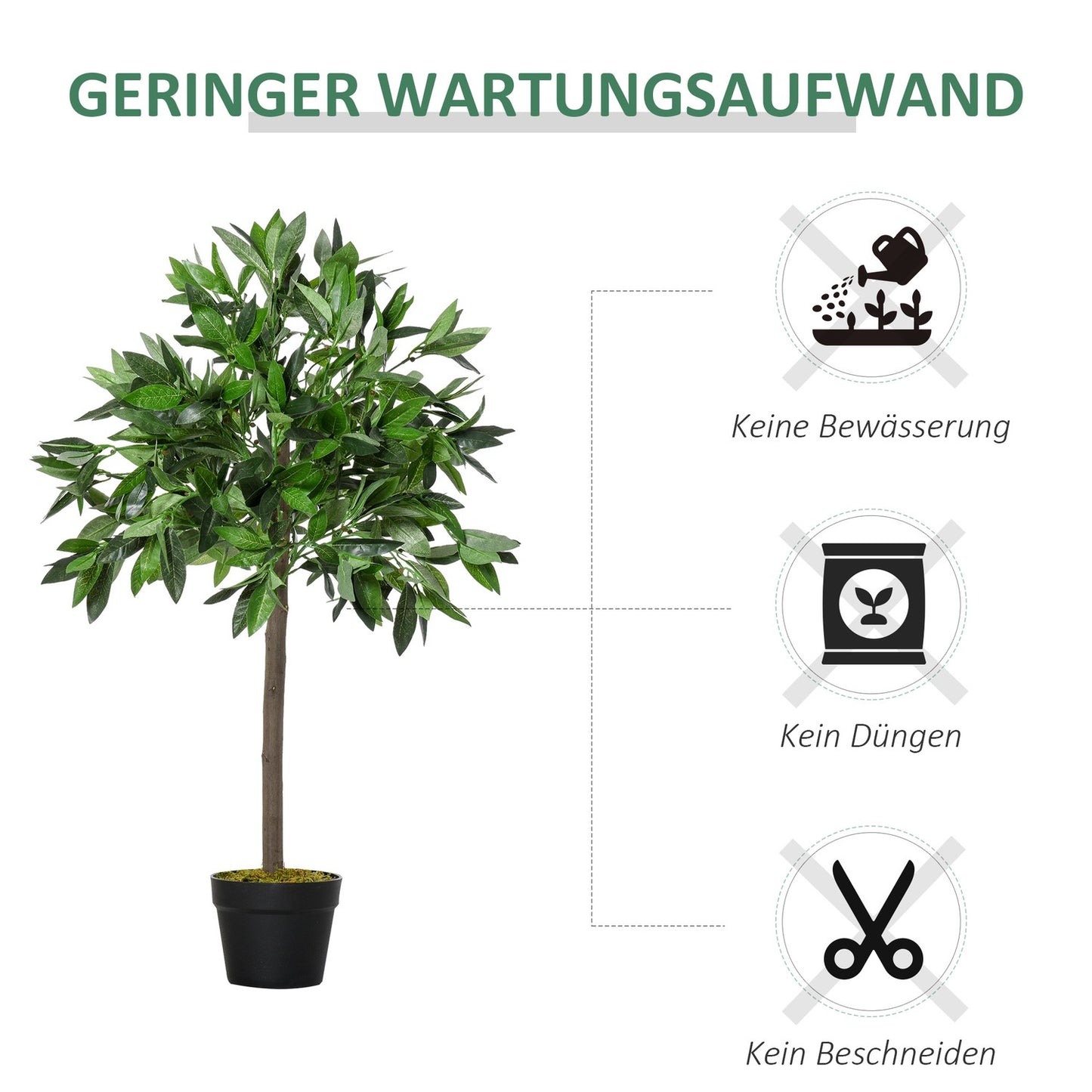 Artificial laurel tree set, 90cm, cement pot indoor/outdoor