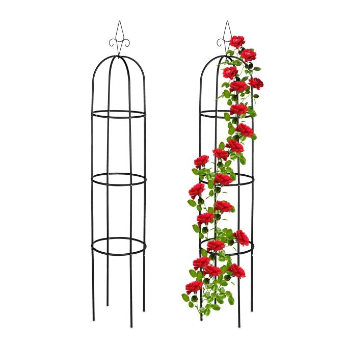 Set of 2 Garden Obelisks 200 cm Black