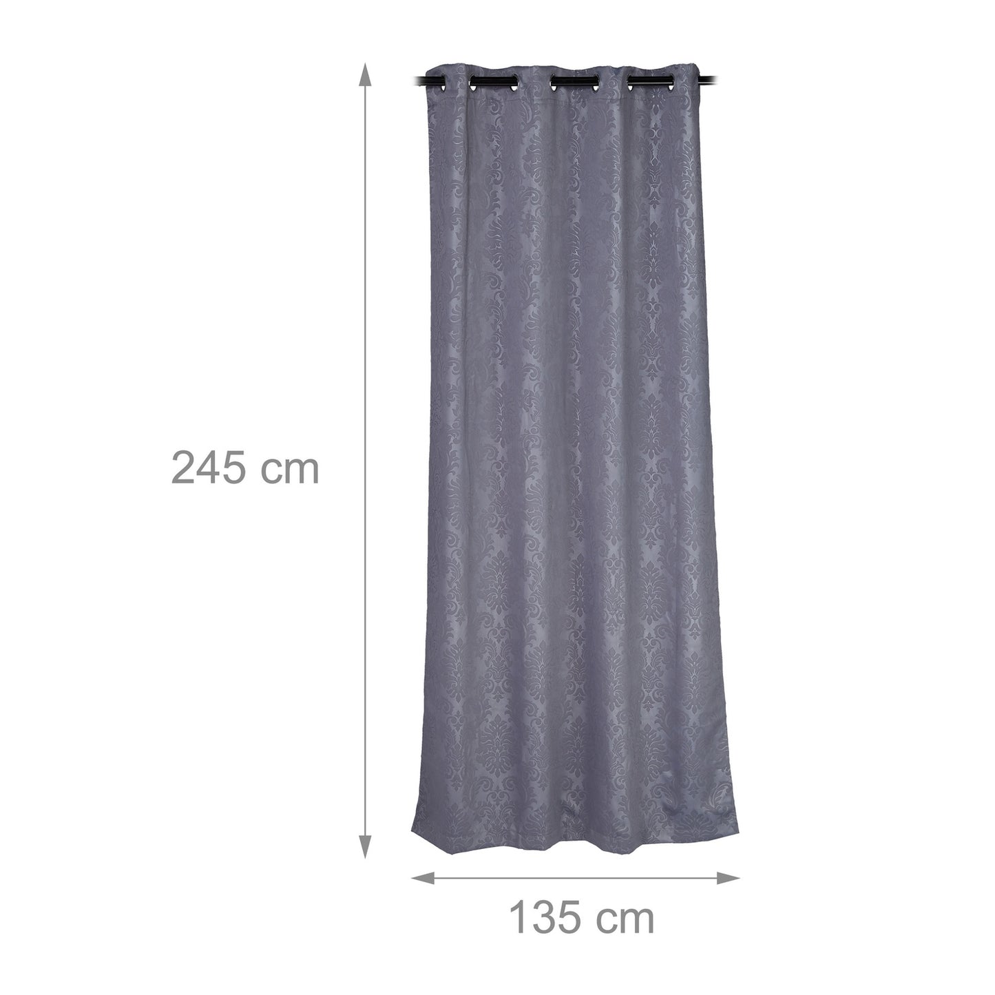 Set of 2 Grey Curtains with Pattern