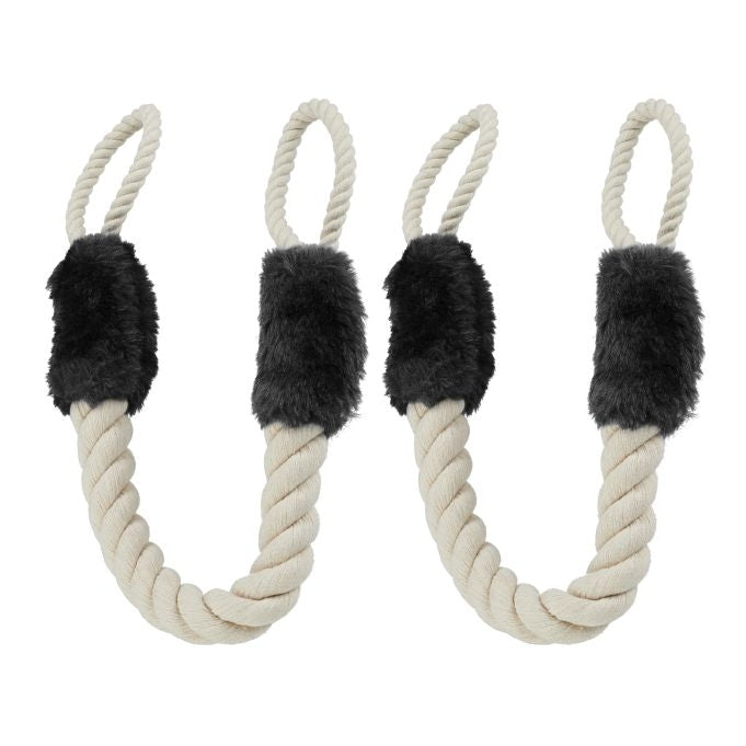 Set of 2 Rope Door Stoppers in Black