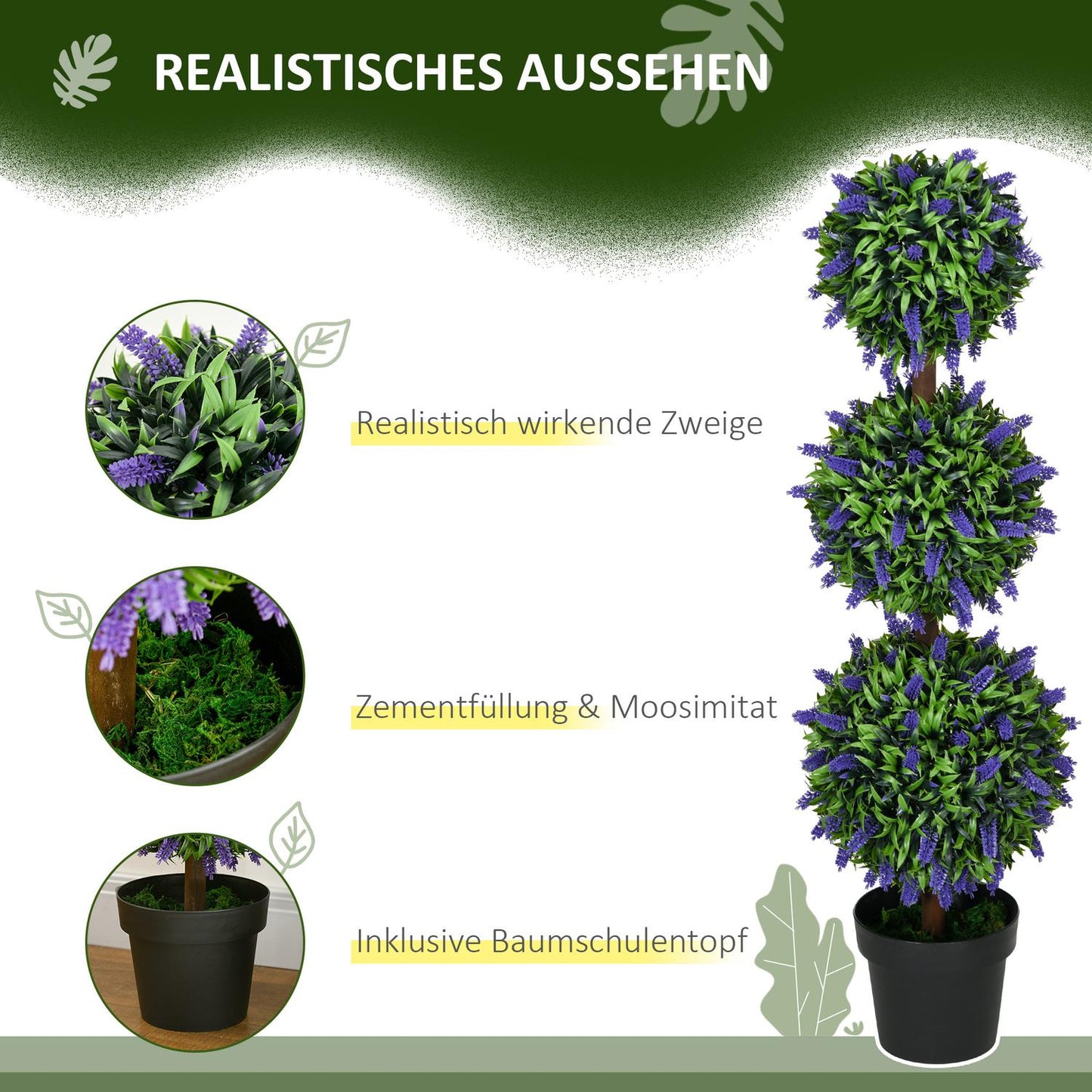 Large artificial lavender trees, UV resistant for home and office
