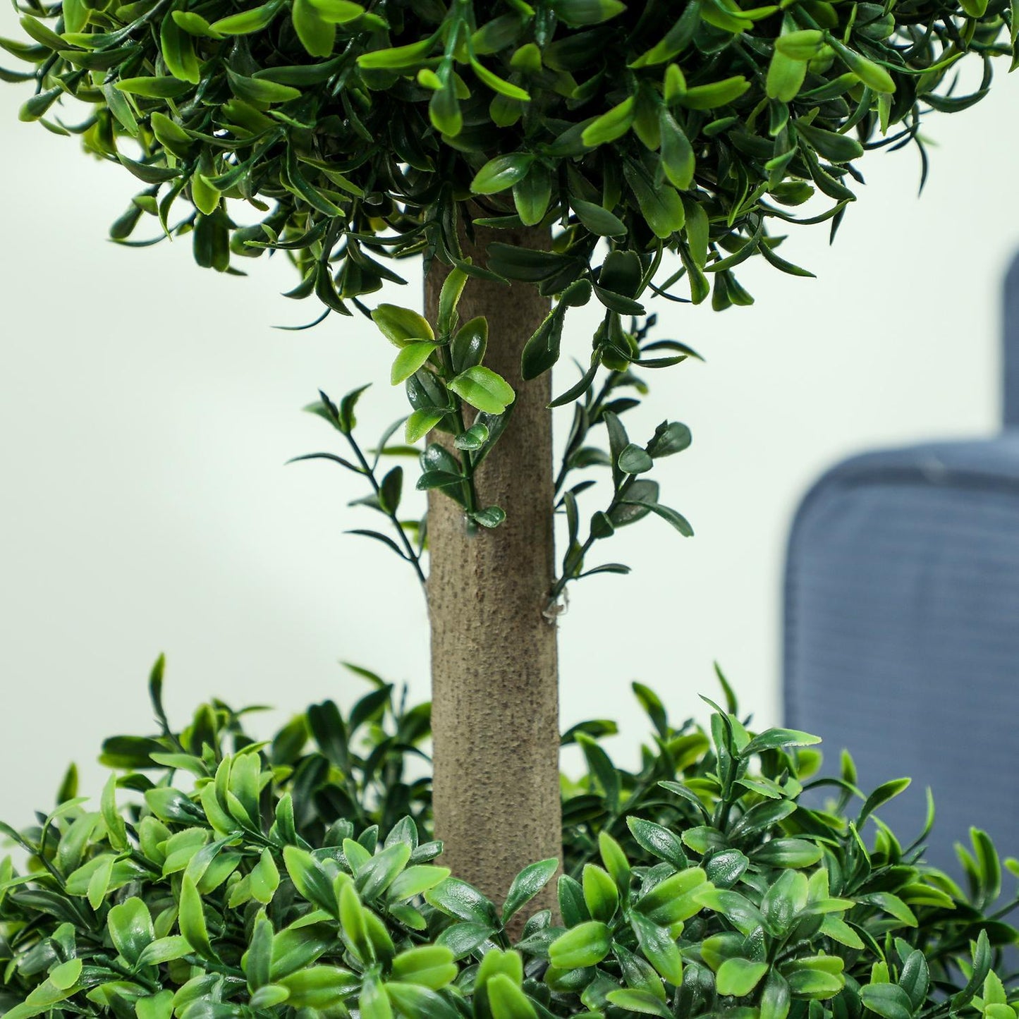 Set of 2 artificial plants, artificial boxwood plants, UV-protected, with pot, green