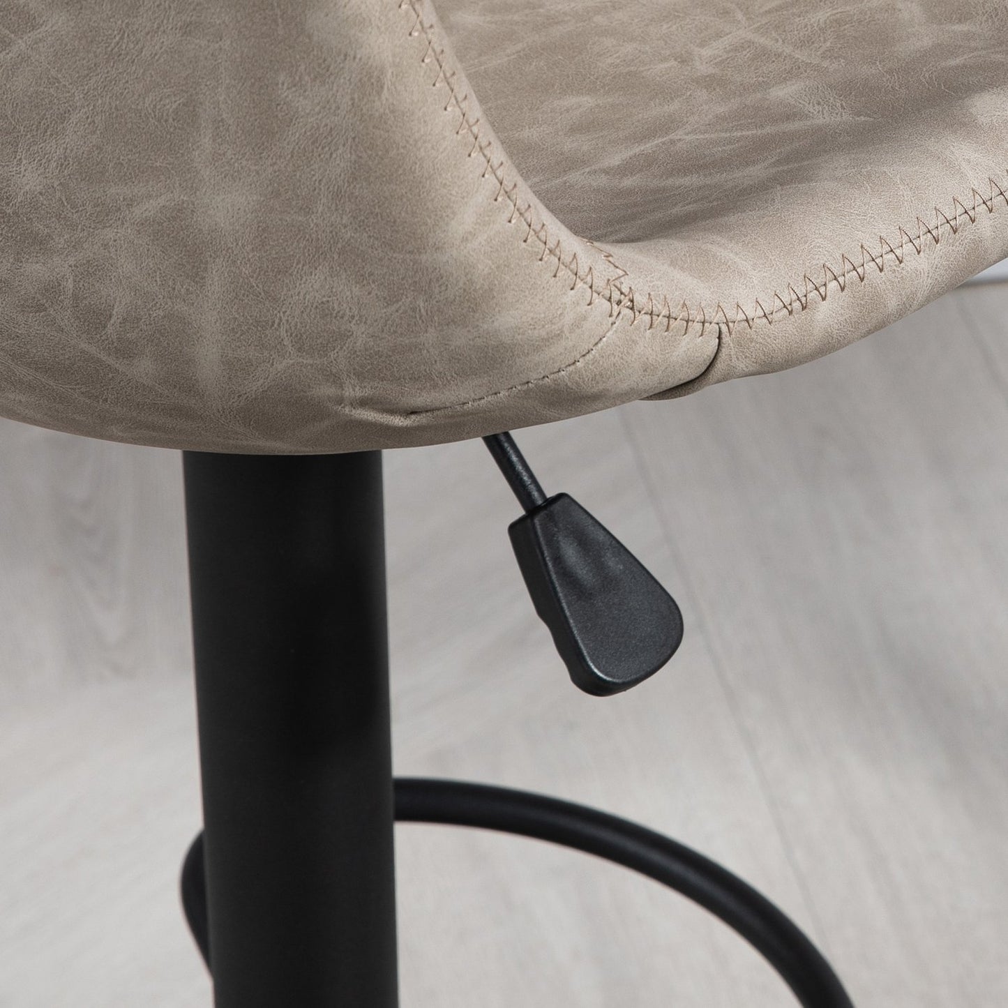 Height-adjustable beige swivel barstools in artificial leather, set of 2