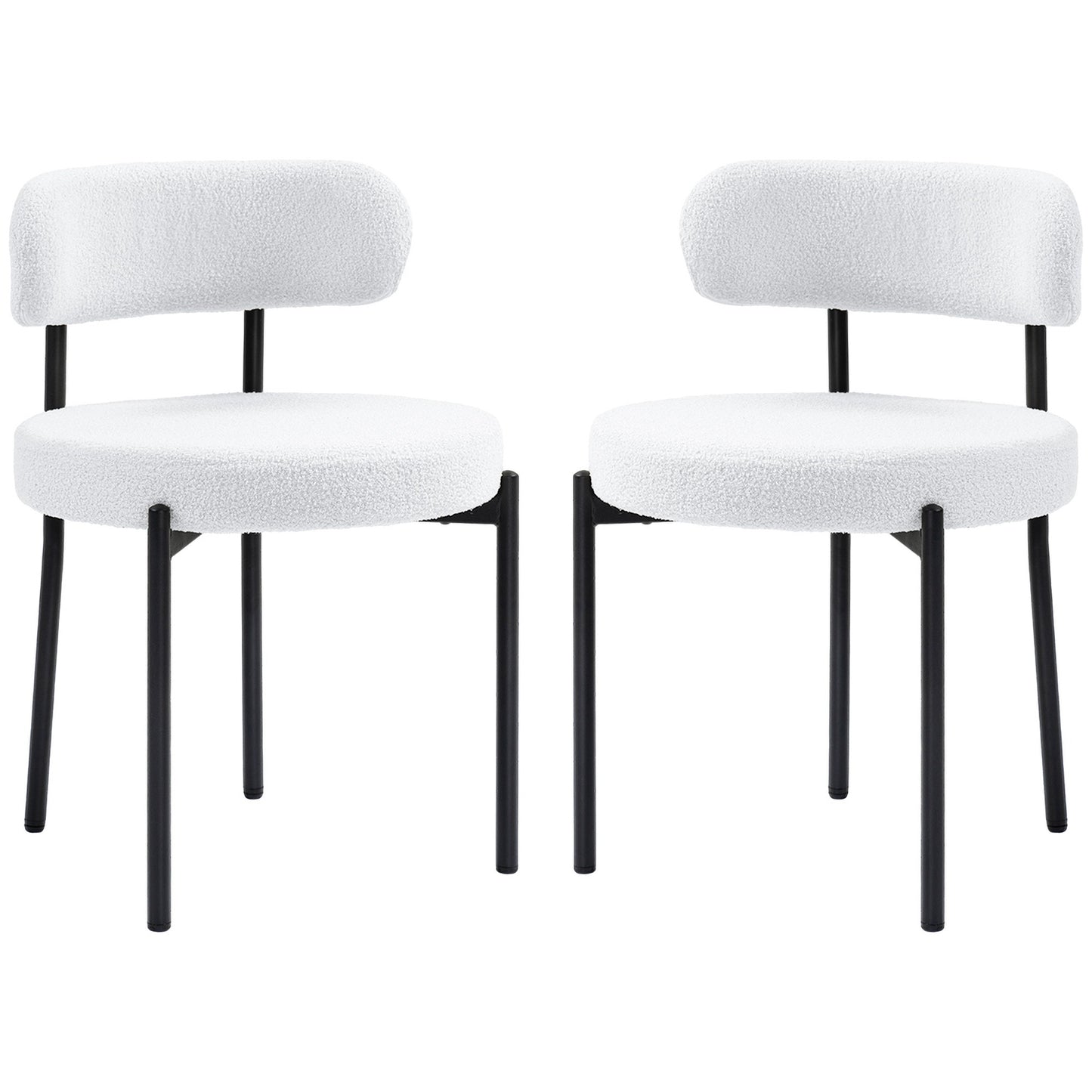 Dining Chairs Set of 2, Cream White, Fleece Upholstered