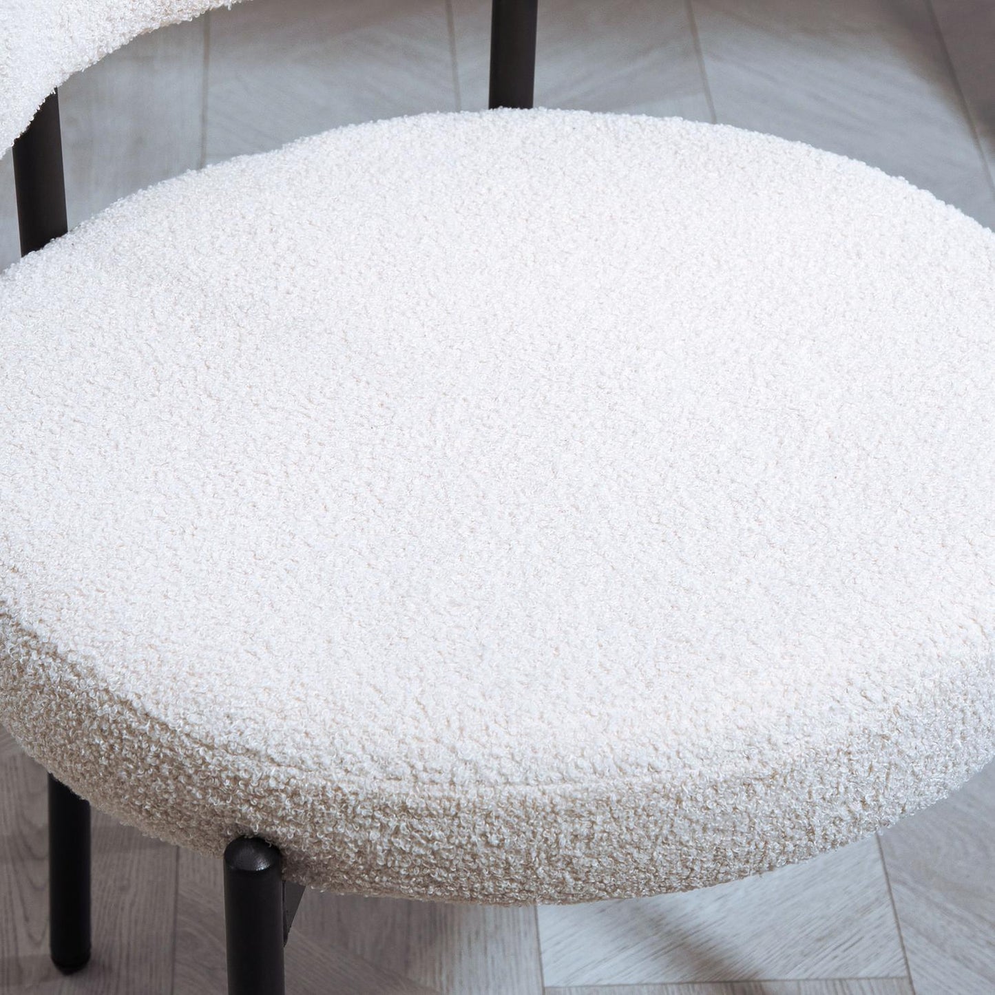 Dining Chairs Set of 2, Cream White, Fleece Upholstered