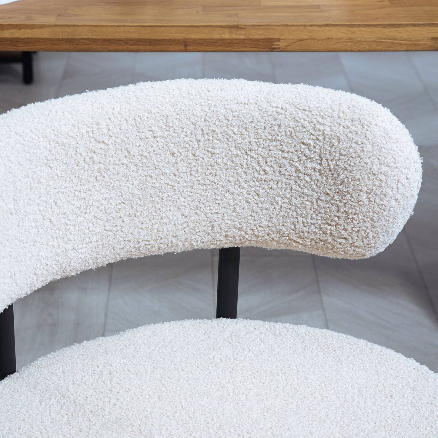 Dining Chairs Set of 2, Cream White, Fleece Upholstered