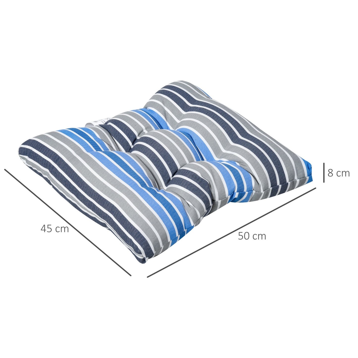 Chair Seat cushions, Easy-Clean, Blue Stripes, 50x45x8 cm