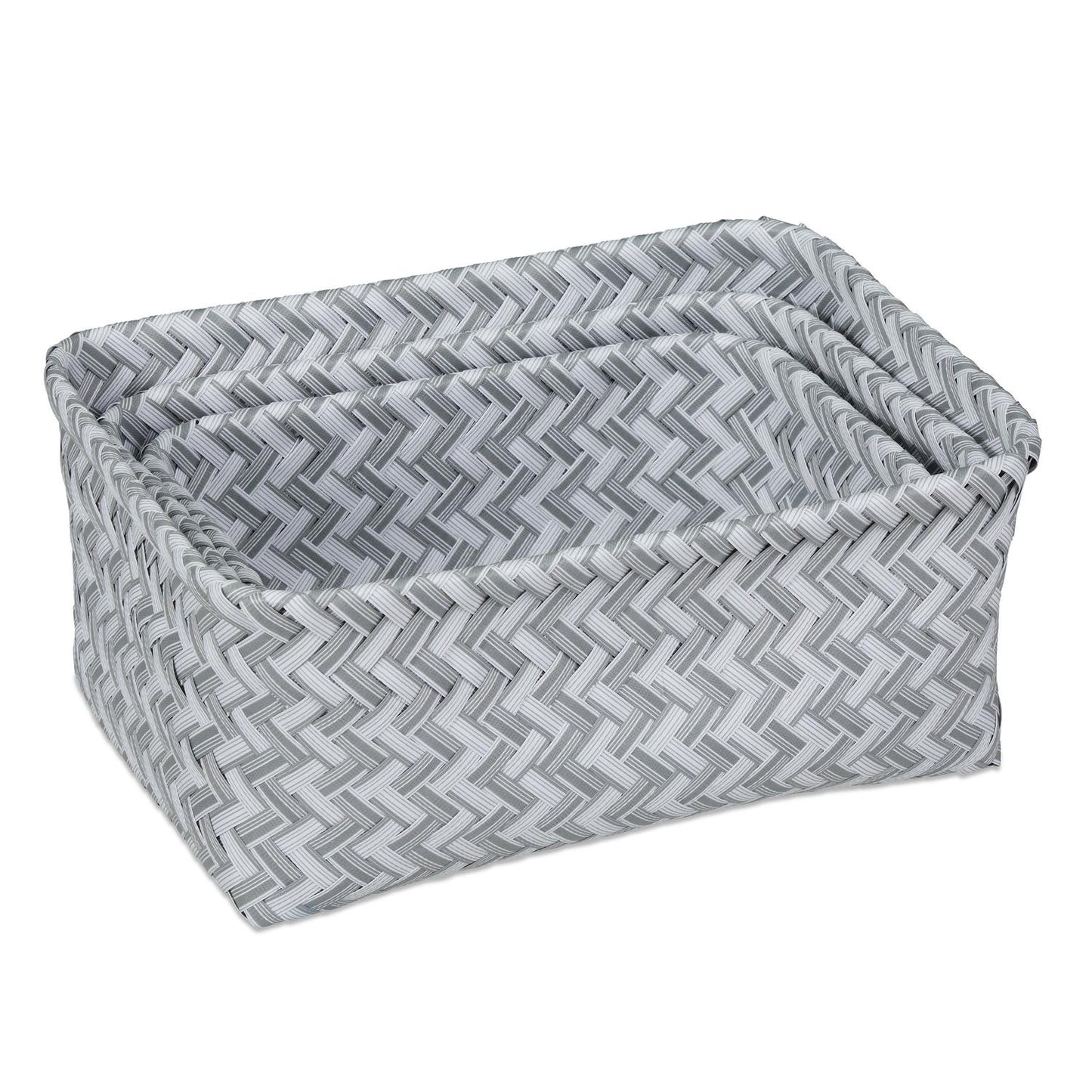 Set of 3 Plastic Wicker Storage Baskets