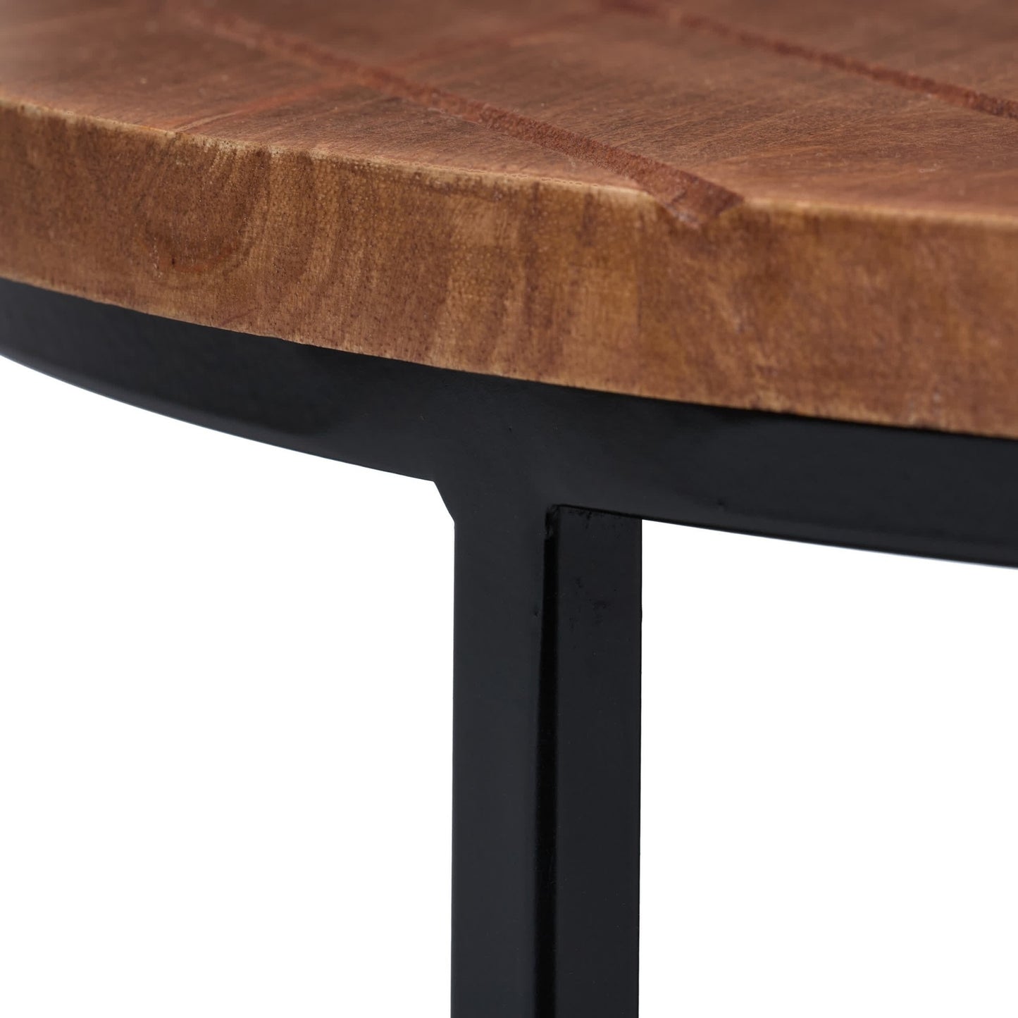 Set of 3 coffee tables in mango and metal