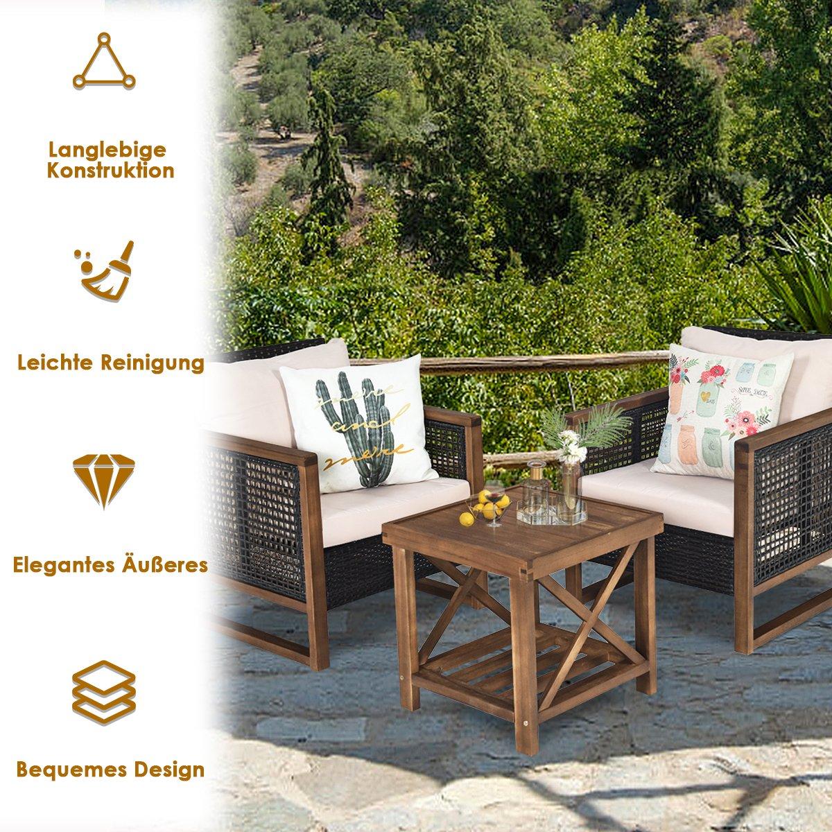 Set of 3 rattan garden furniture polyrattan lounge set with washable seat cushions outdoor seating set