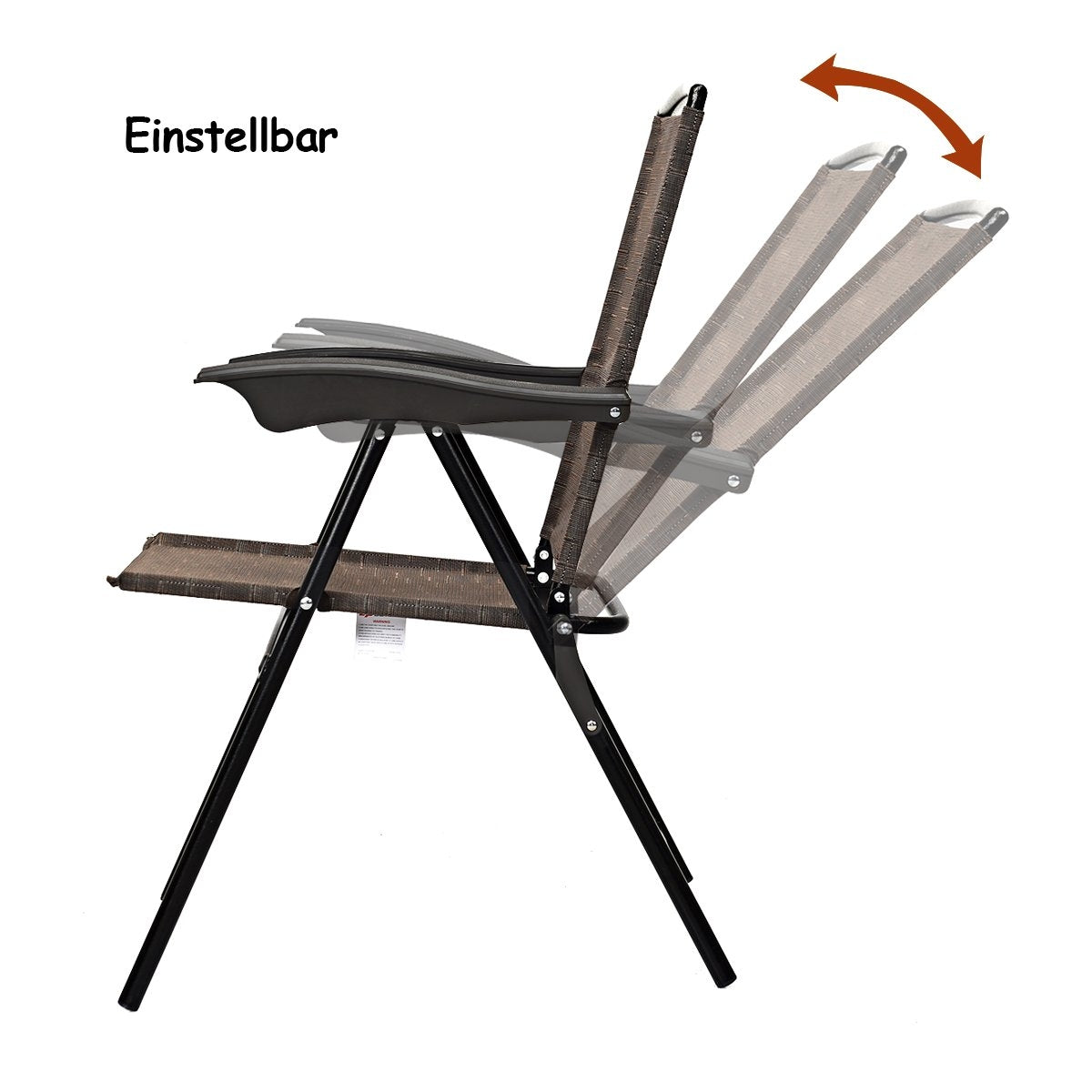 Set of 4 folding chairs, high-back garden chairs, folding chairs, 69 x 54 cm x 90 cm, brown