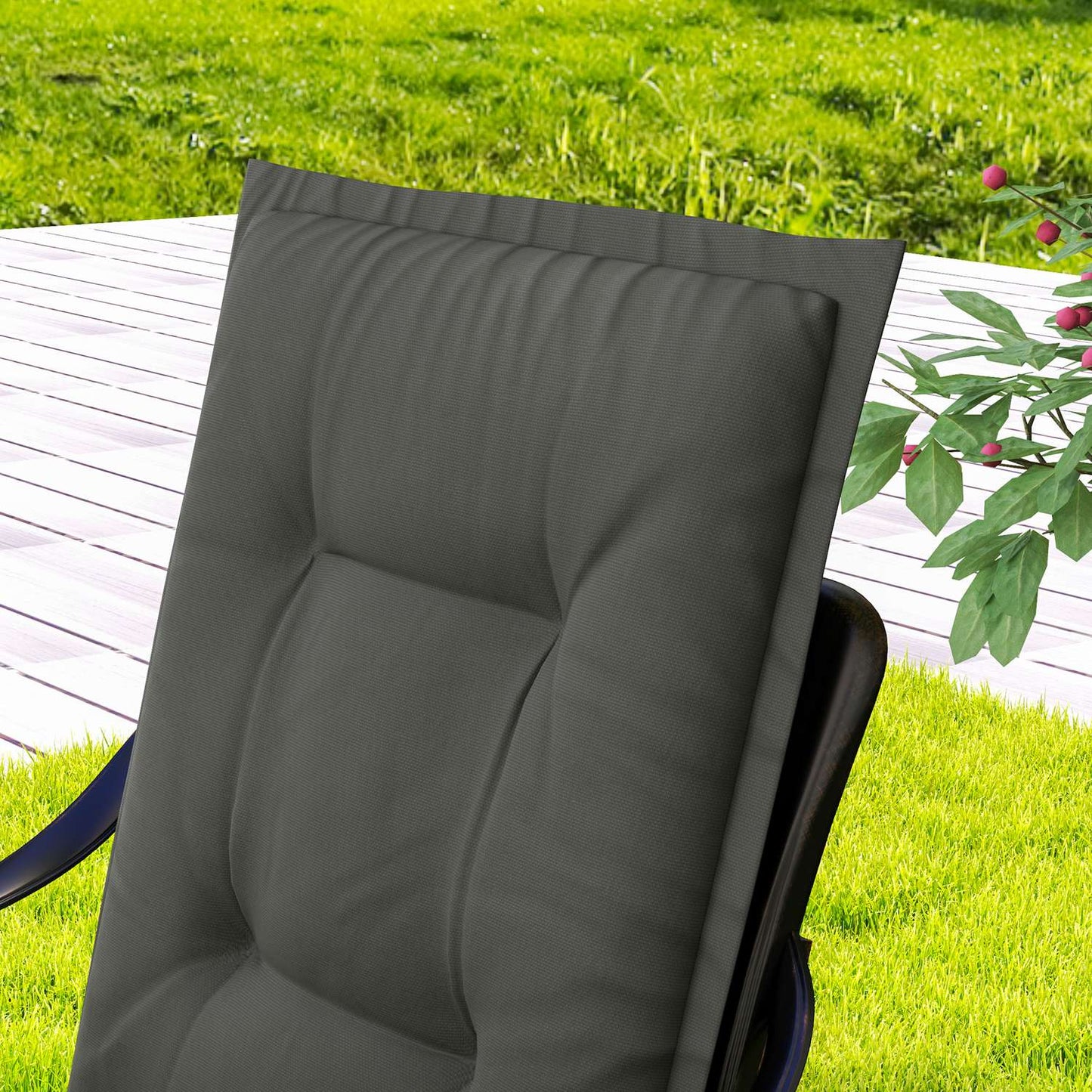 Light gray outdoor/indoor chair cushions, set of 4, 108x50x5 cm