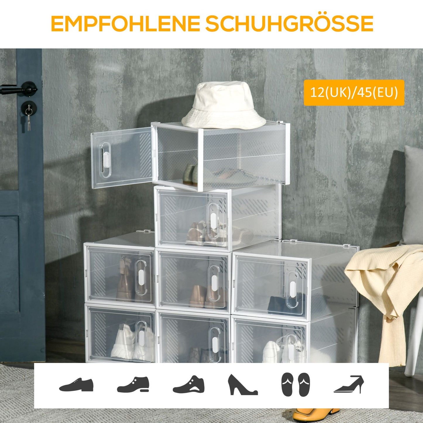 Shoe box set with magnetic doors, fits up to size 45