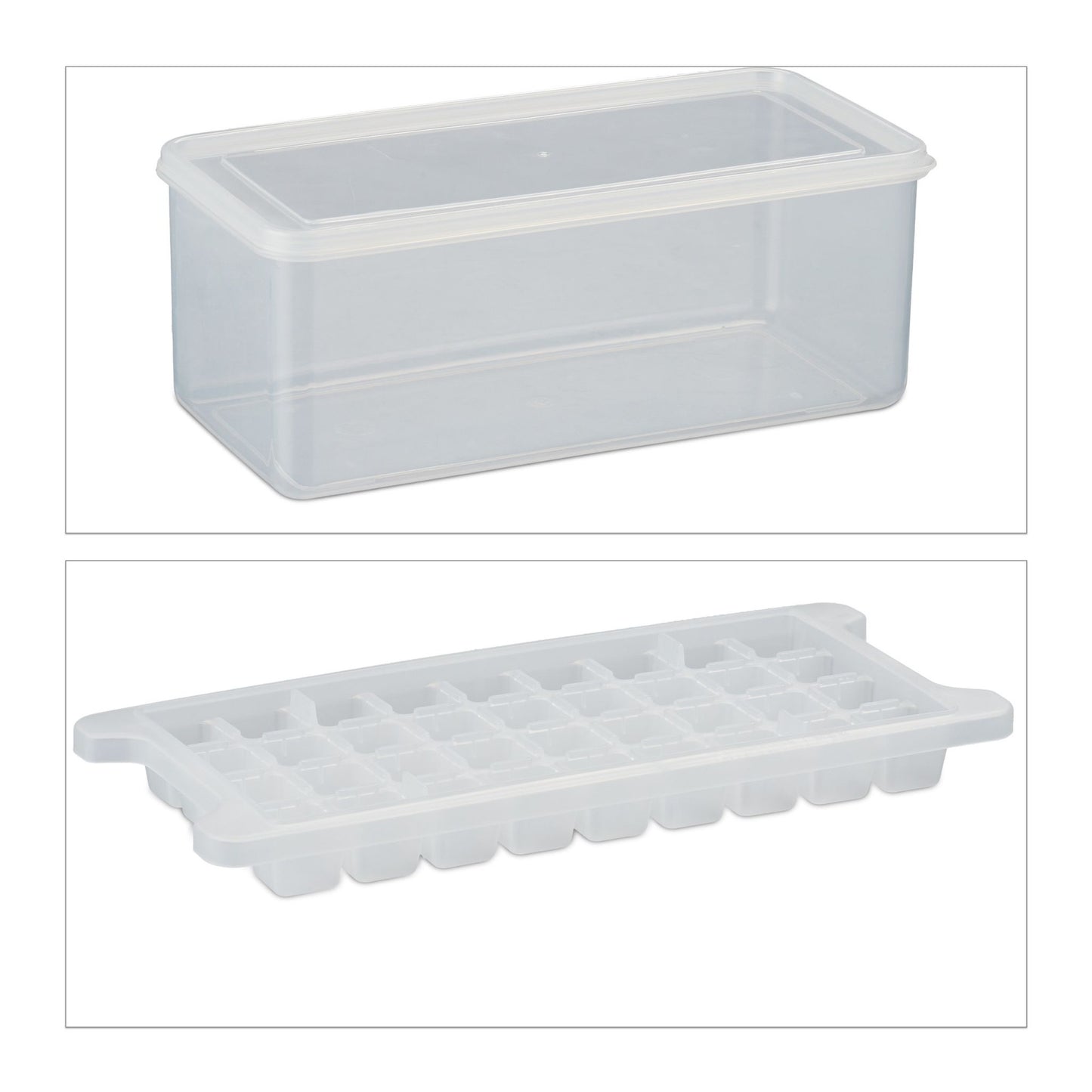Set of ice cube molds with box and lid