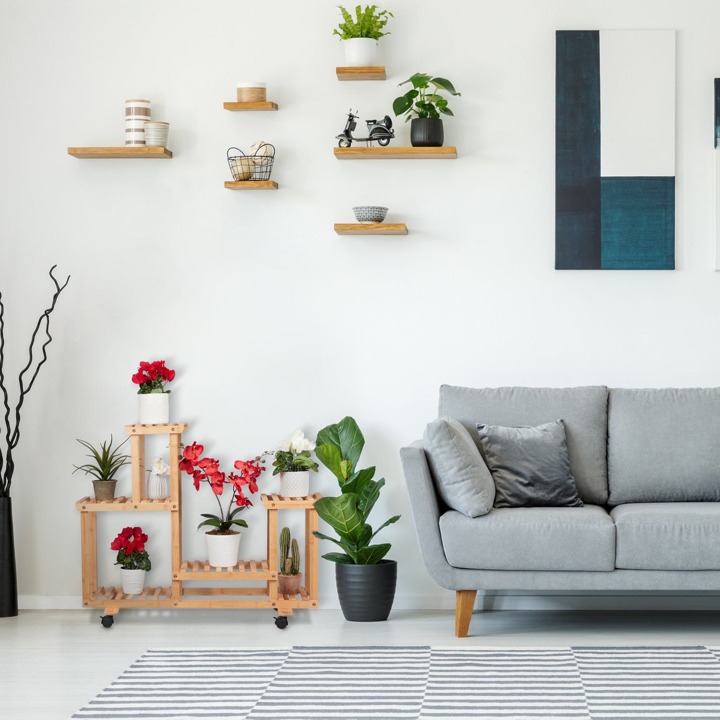 Shelf for plants in bamboo