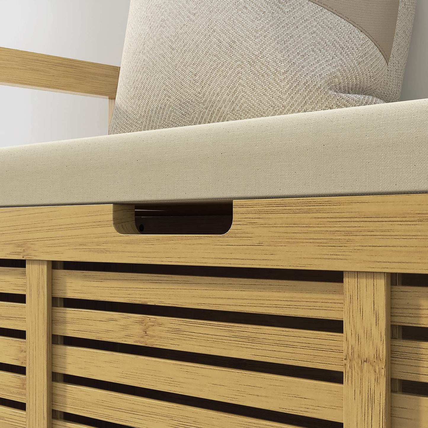 Bamboo Shoe storage bench with folding lid - 100x40x60 cm