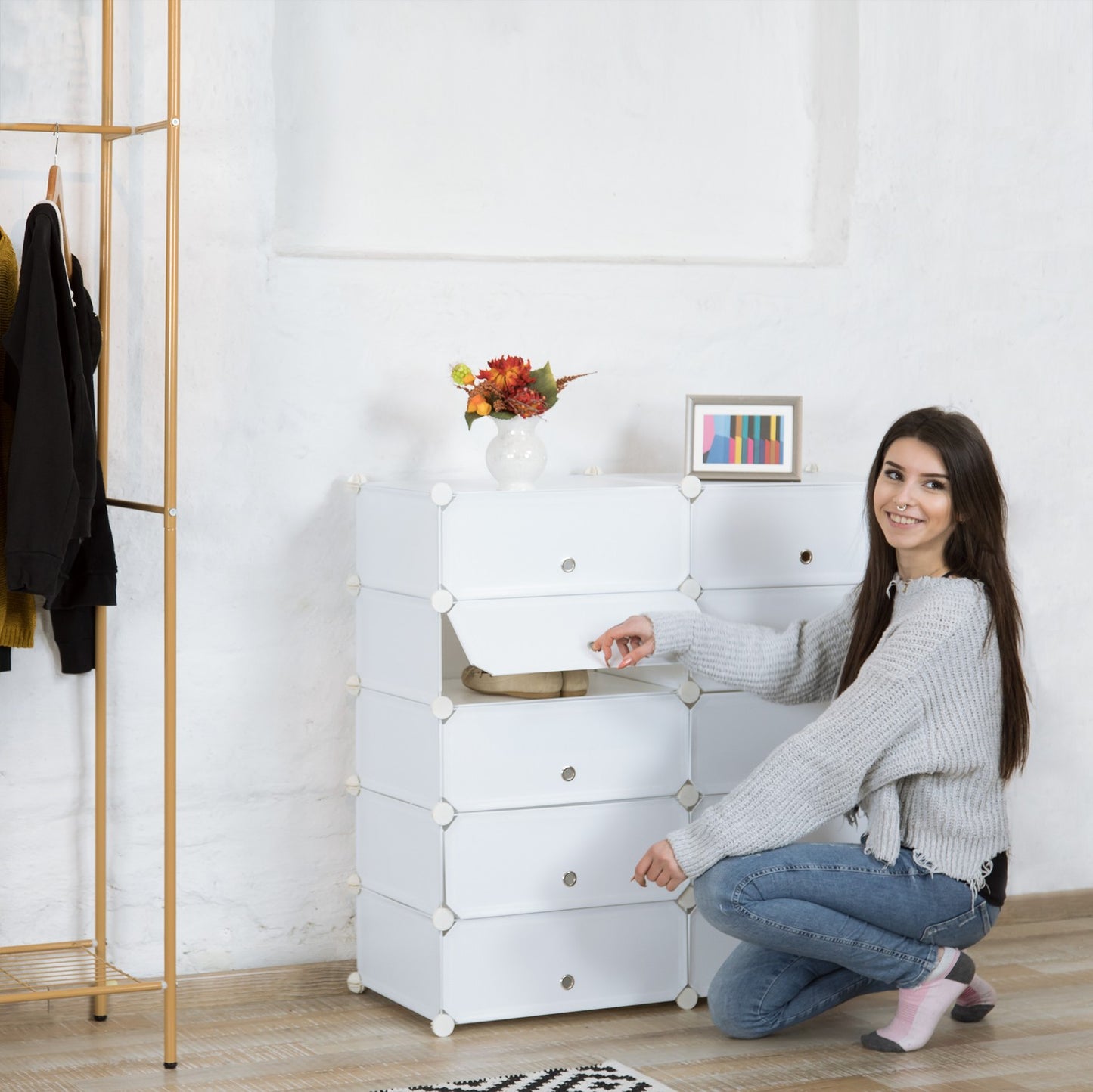 Shoe Cabinet with 10 Compartments