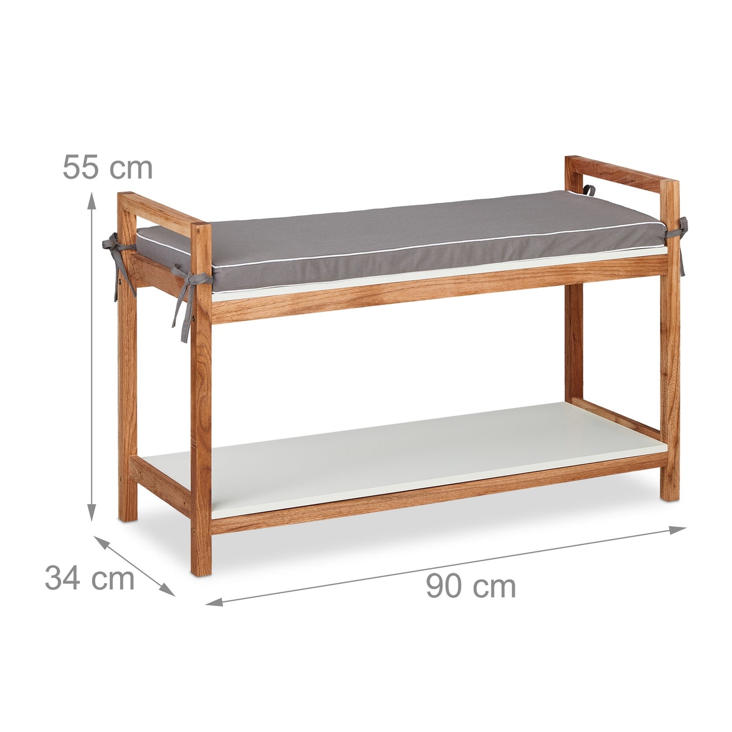 Shoe bench with upholstered seat