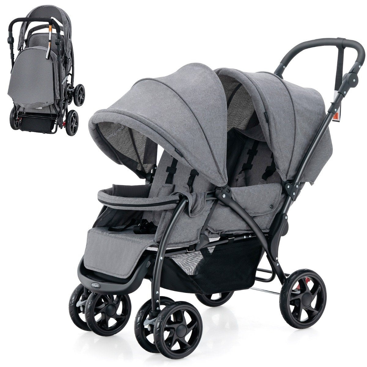 Sibling stroller foldable sibling stroller twin stroller twin bugg gray