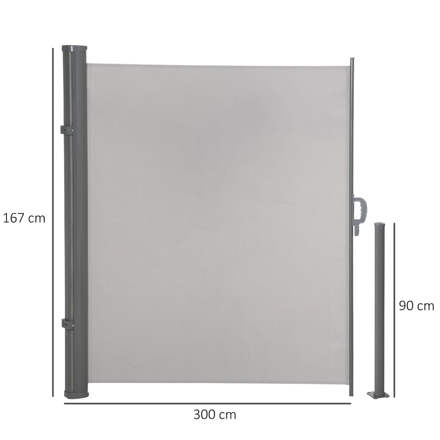 Side awning 300x160cm UV50+ Privacy protection, Grey