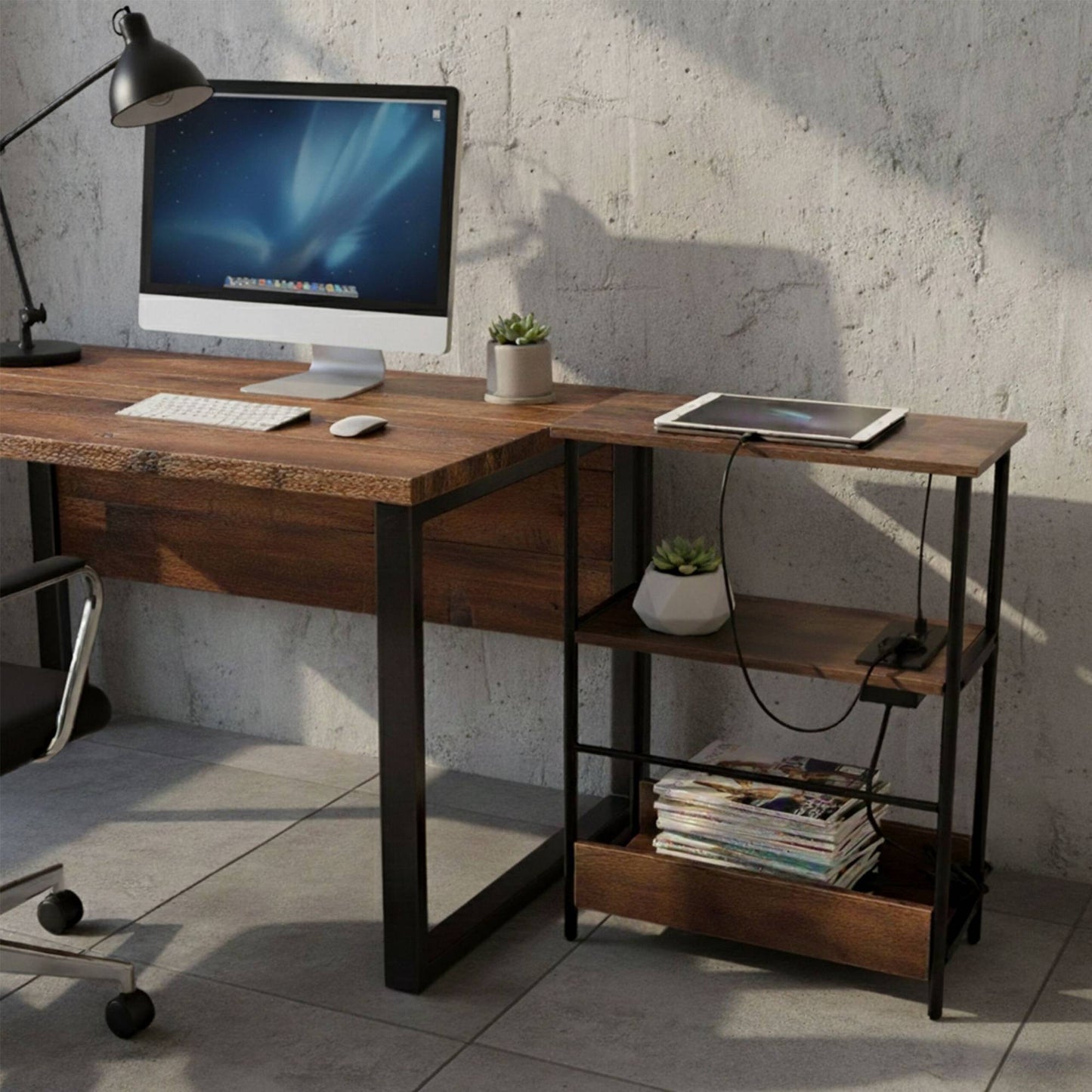Side Table with USB Ports and Power Outlet
