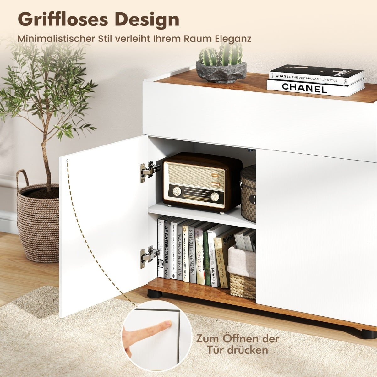 Sideboard Buffet Cabinet with Storage, White, 2 Doors