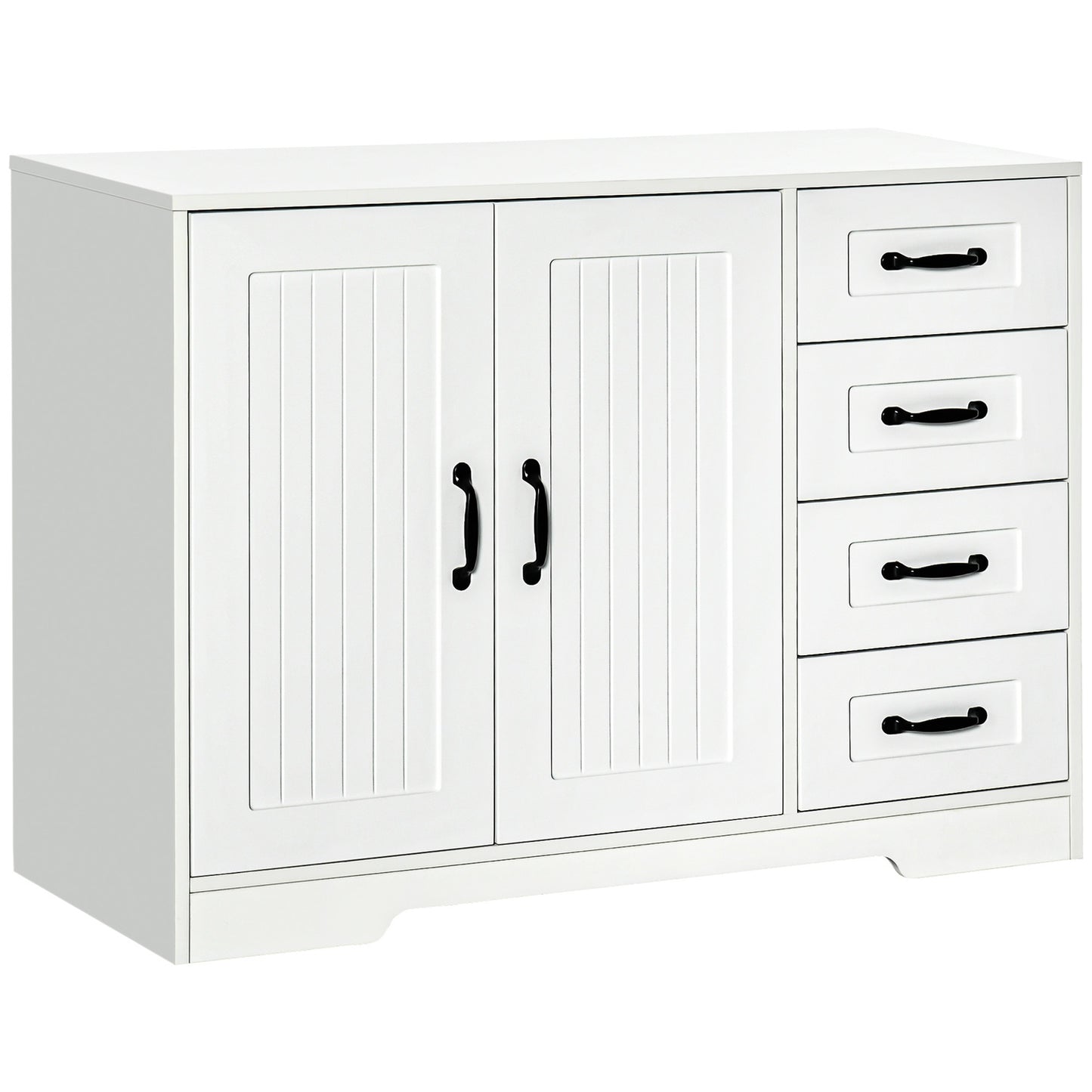 White sideboard - 4 drawers & adjustable shelf