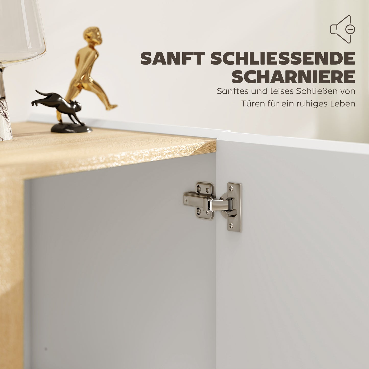 Sideboard with Soft-Close Doors, Adjustable Shelf, White