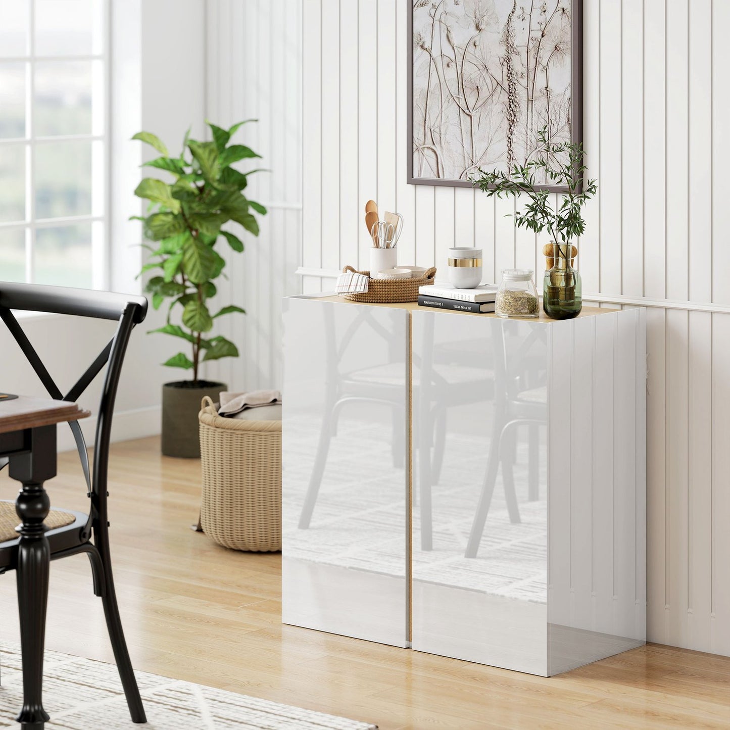 Sideboard with Soft-Close Doors, Adjustable Shelf, White