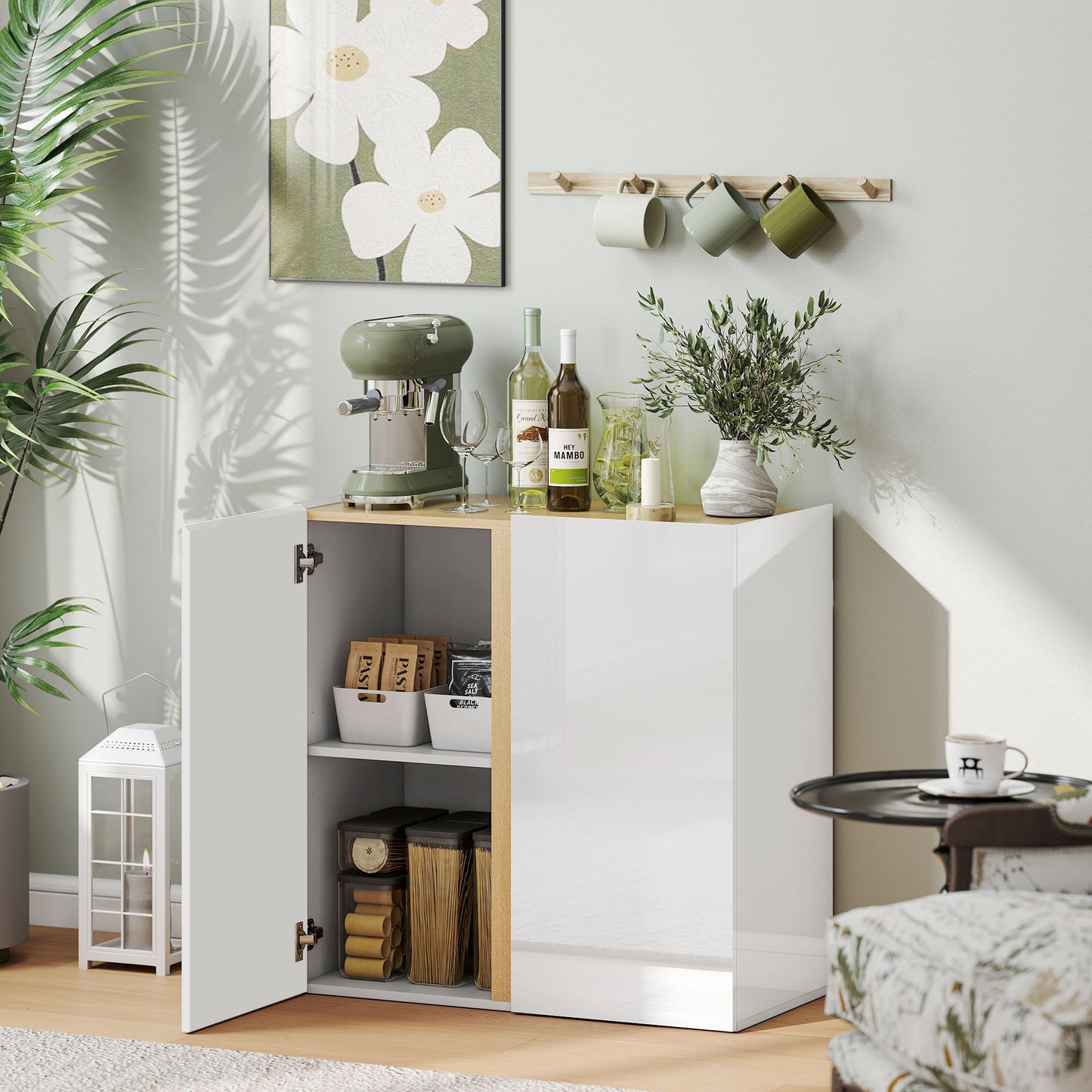 Sideboard with Soft-Close Doors, Adjustable Shelf, White