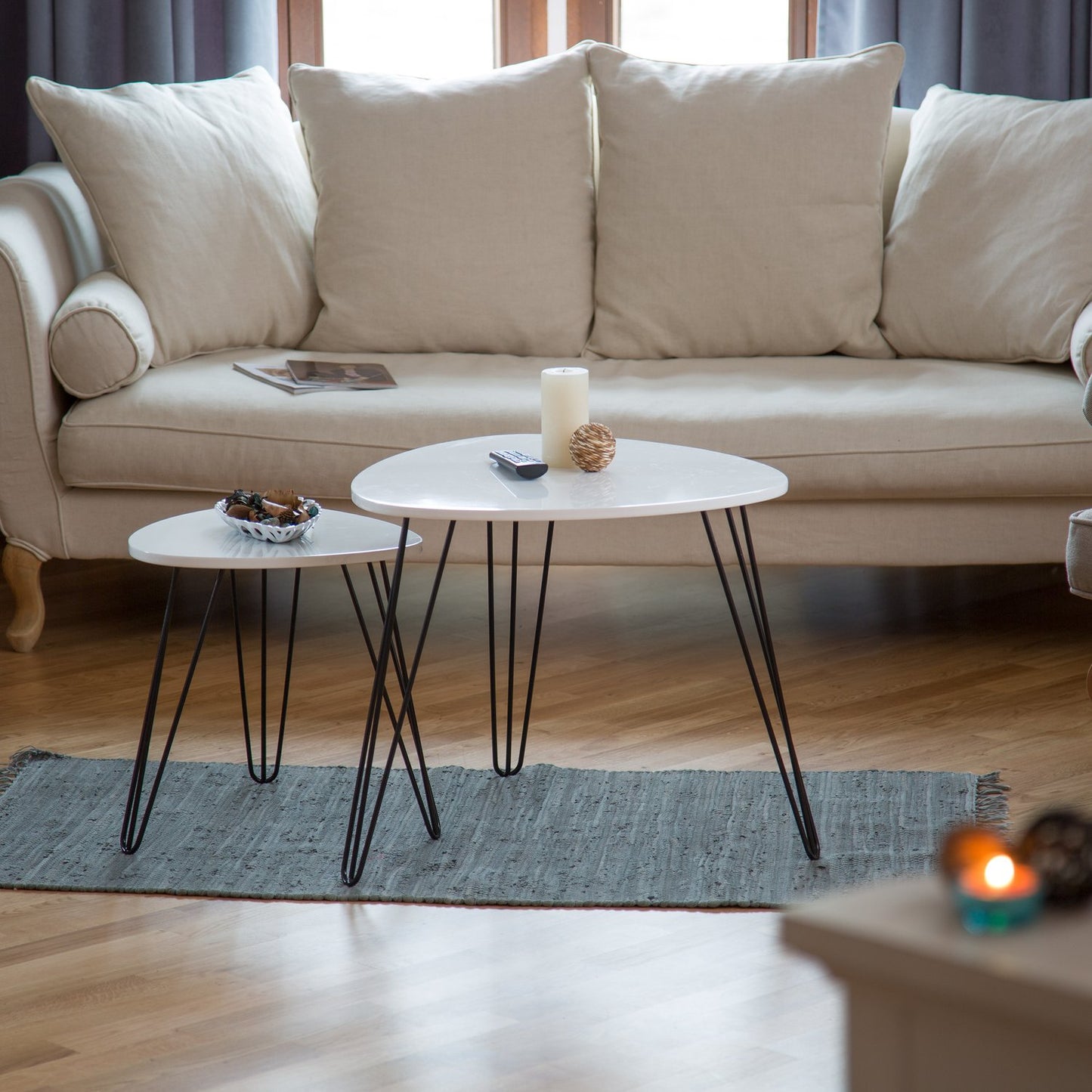 Side table white set of 2