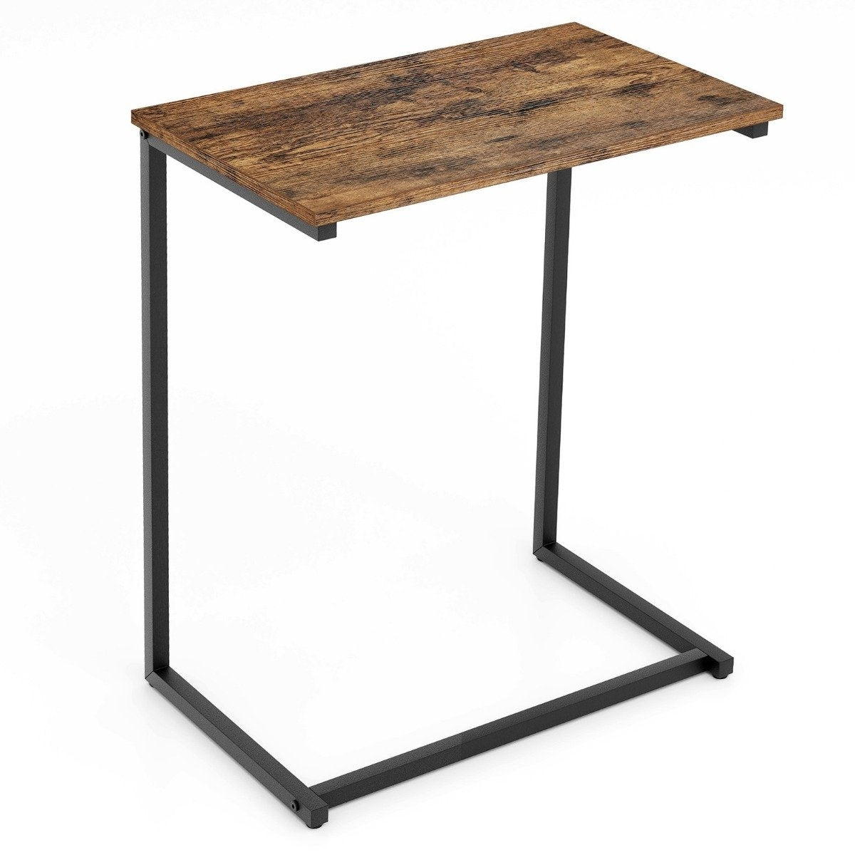 Side table wood metal laptop table C-shaped sofa table 55 x 36 x 67 cm black + brown