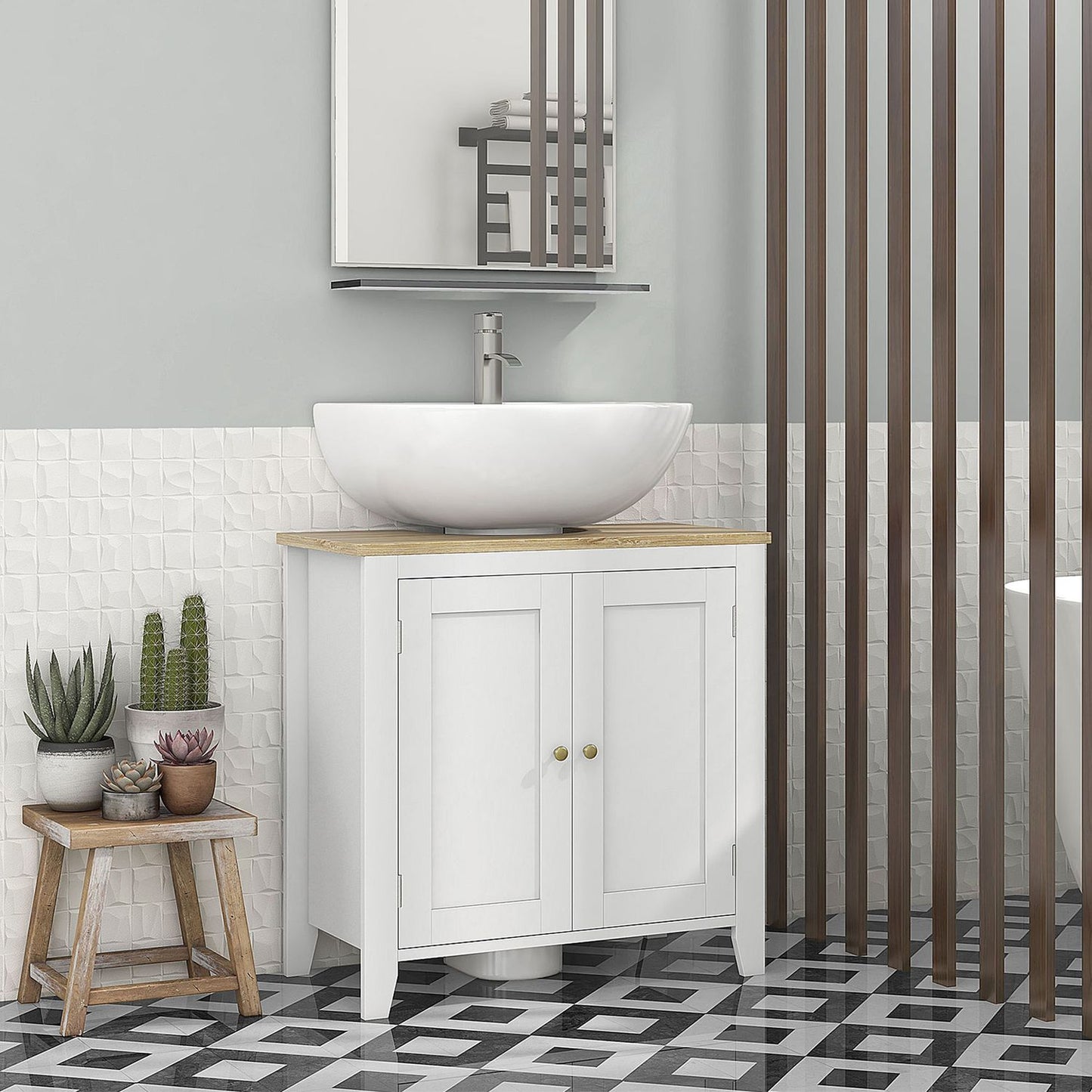 Bathroom sink Base cabinet, adjustable shelf, 60x30x60 cm