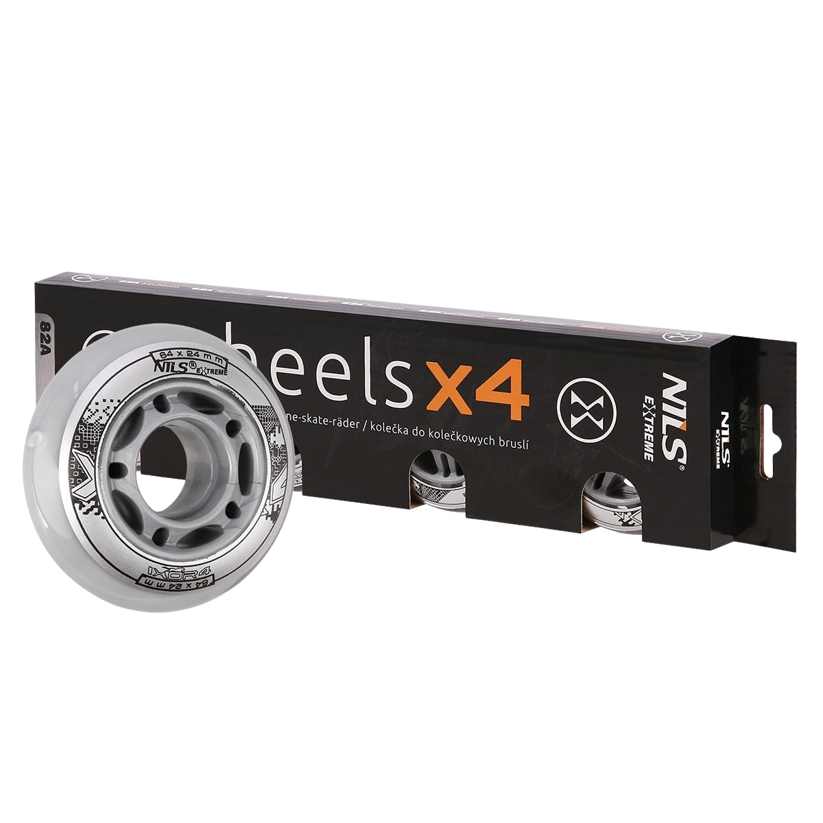 Skateboard Wheels 64x24mm 82A Transparent Set of 4