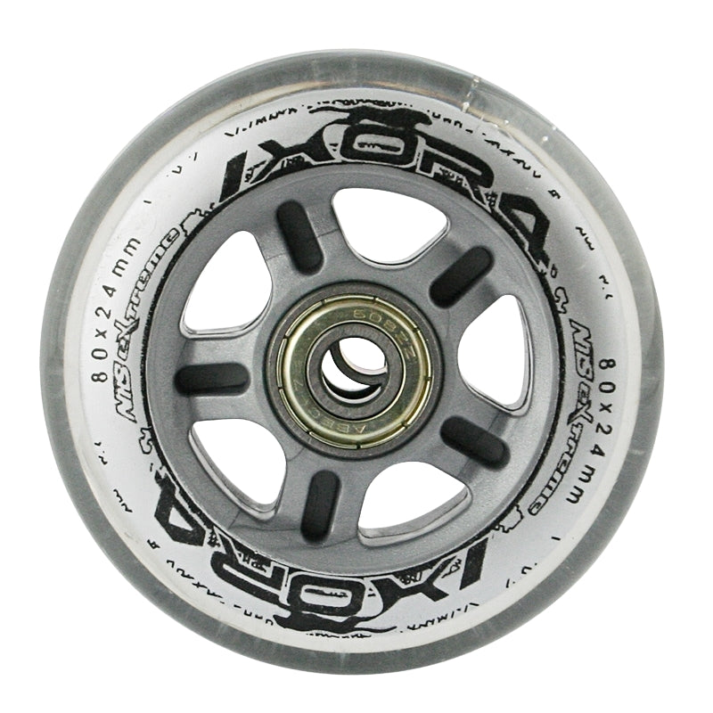 Skateboard Wheels 80x24mm, Transparent, ABEC-7 Bearings Set