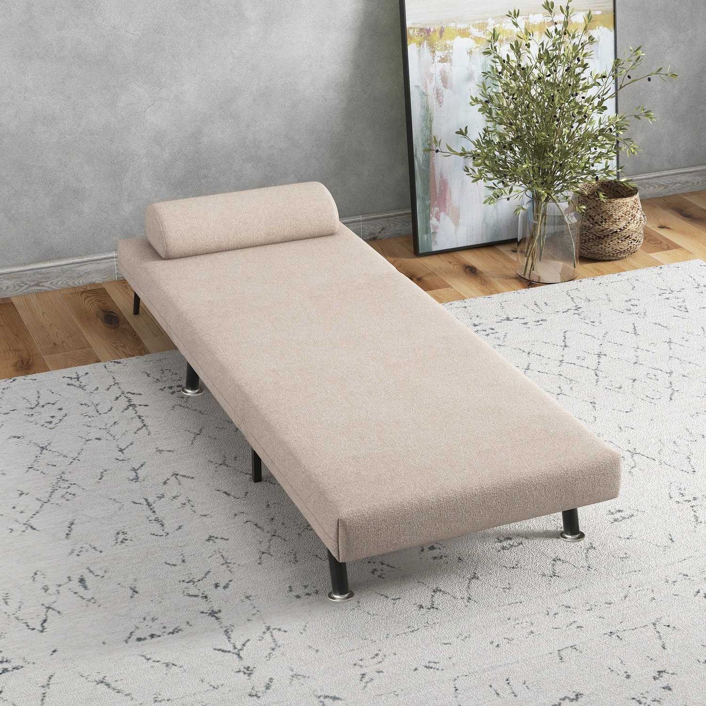 Folding sleeper, adjustable linen, beige, 150 kg capacity