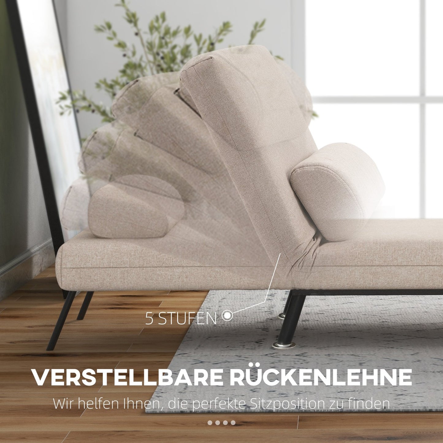 Folding sleeper, adjustable linen, beige, 150 kg capacity